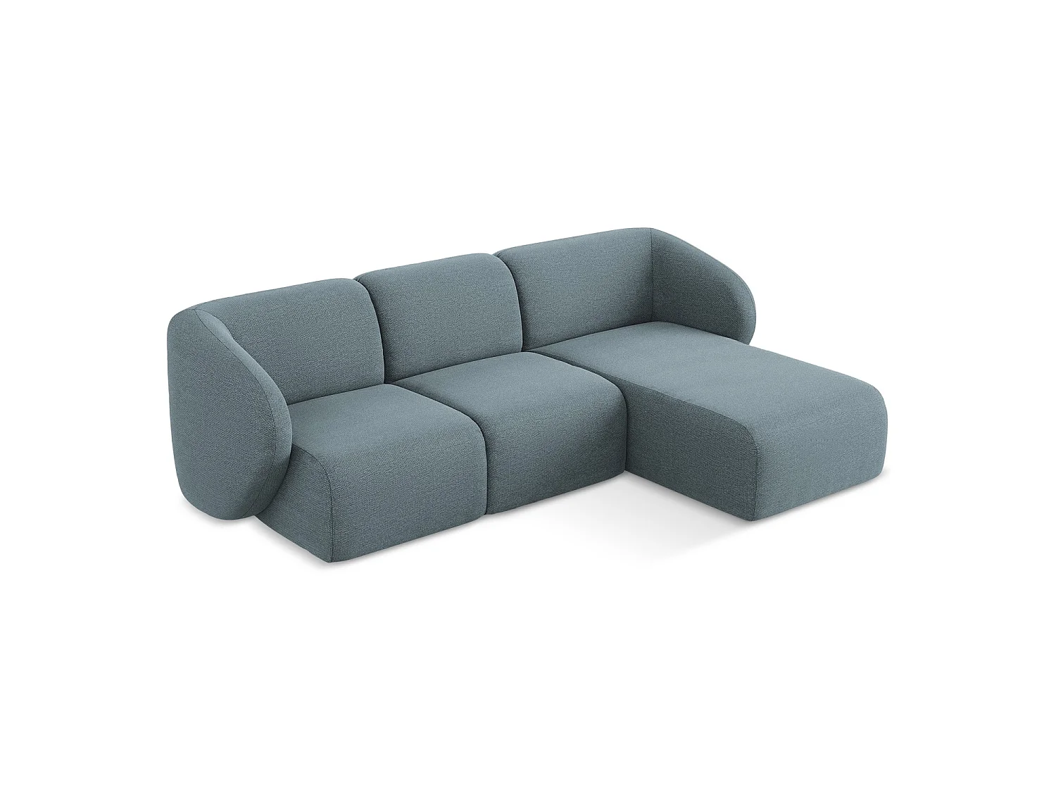 Narożnik prawostronny - z tkaniny bouclé - jeans - CERVO