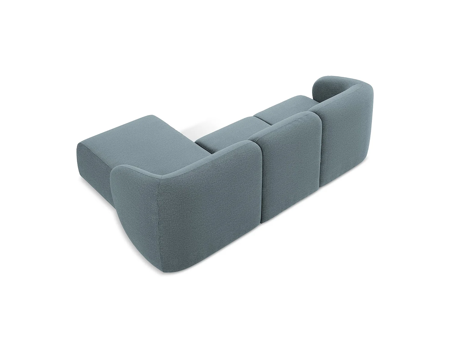 Narożnik prawostronny - z tkaniny bouclé - jeans - CERVO