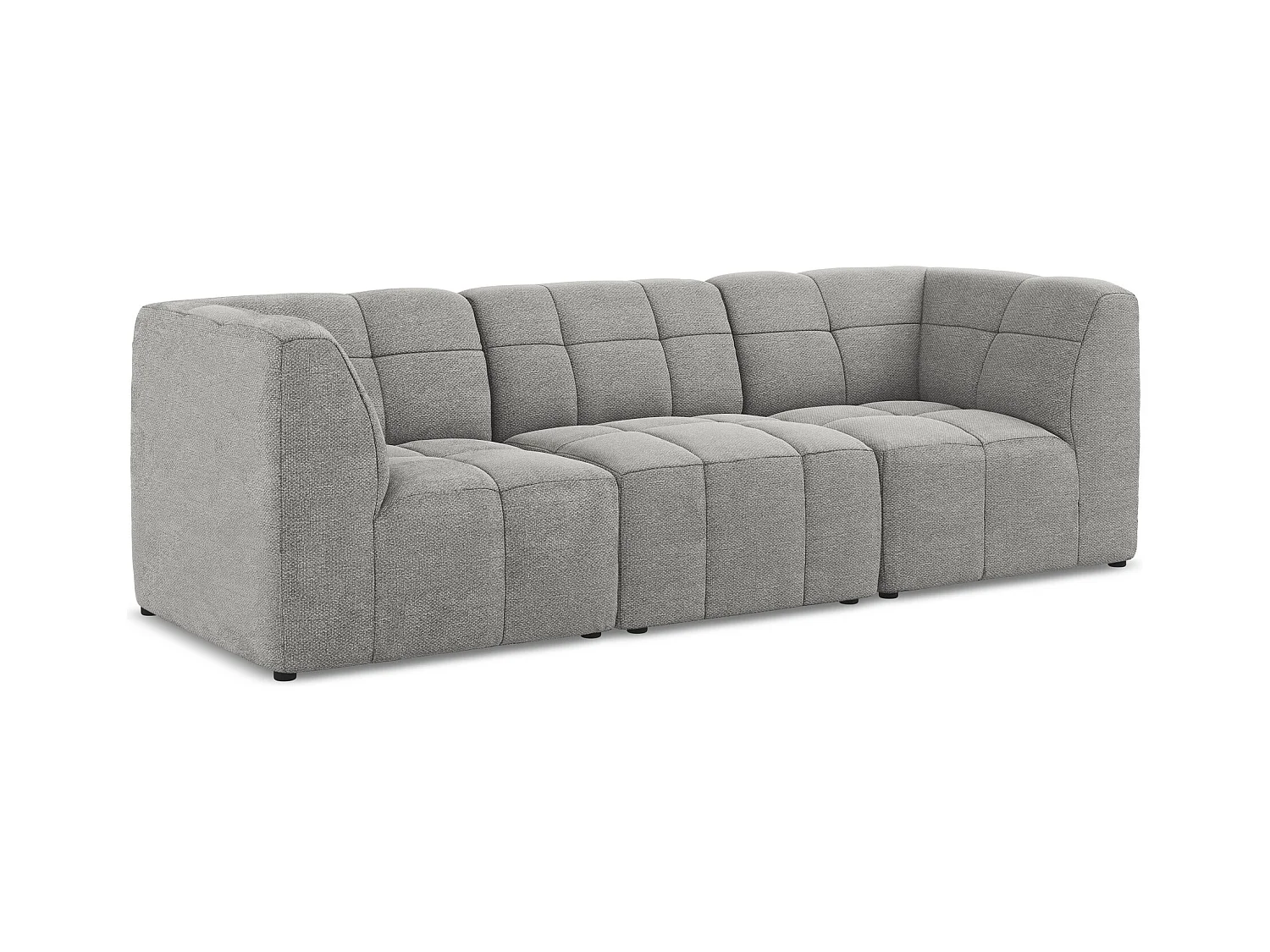 Driezits modulaire bank van lichtgrijs bouclé - ALOHA