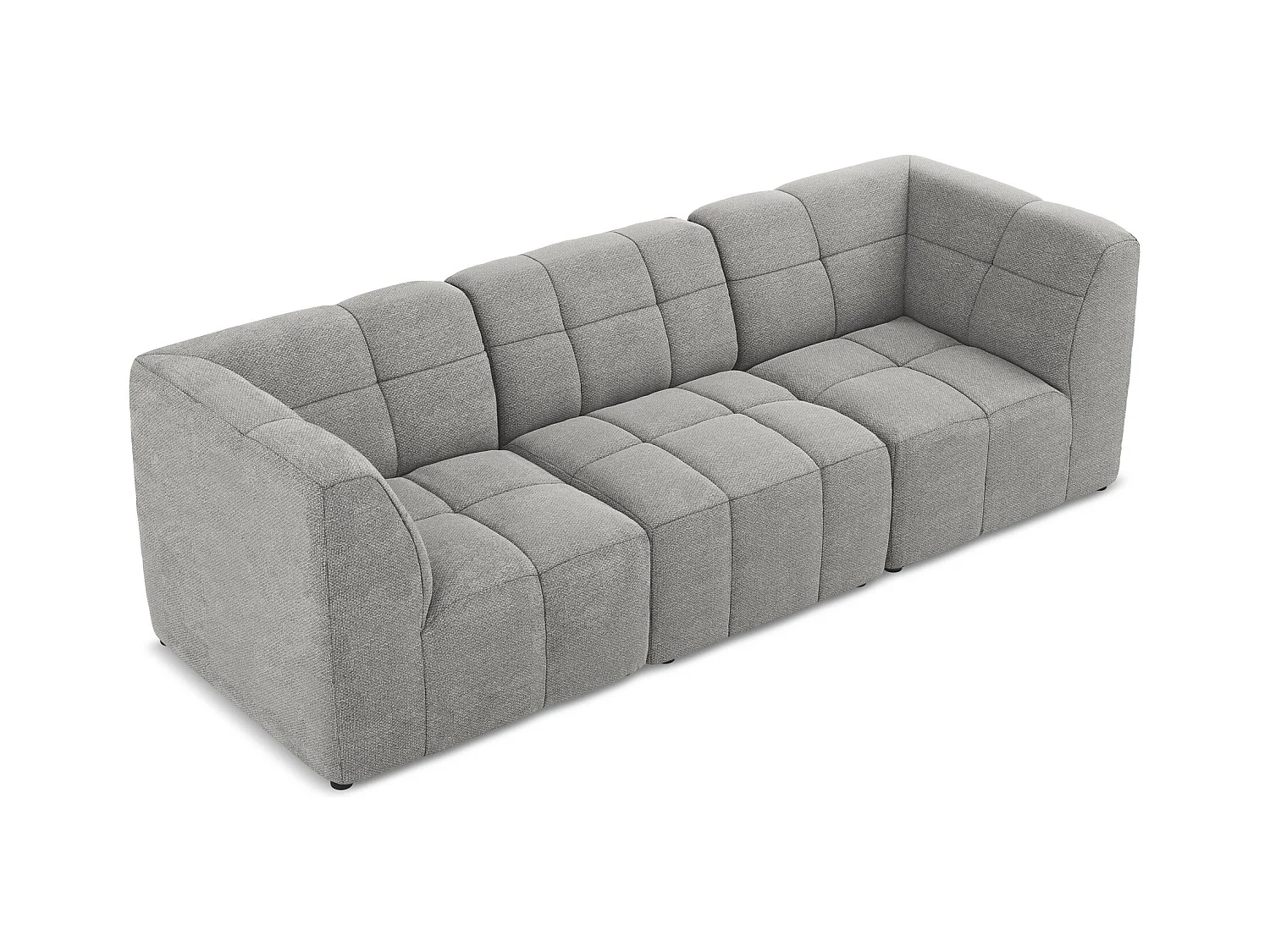 Driezits modulaire bank van lichtgrijs bouclé - ALOHA