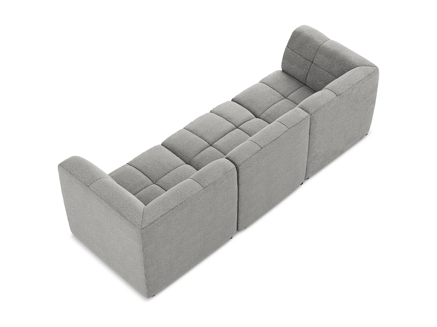 Canapé modulable 3 places en tissu bouclette - gris clair - ALOHA