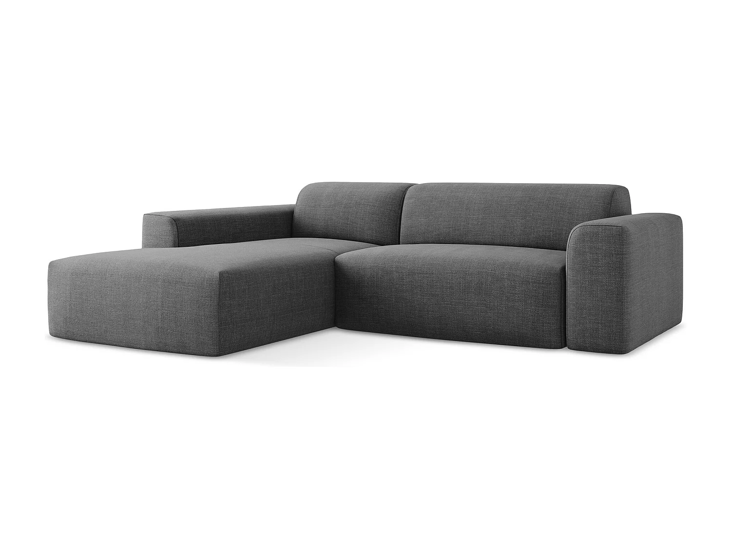 Modulaire hoekbank rechts van donkergrijs textuurstof - KELI