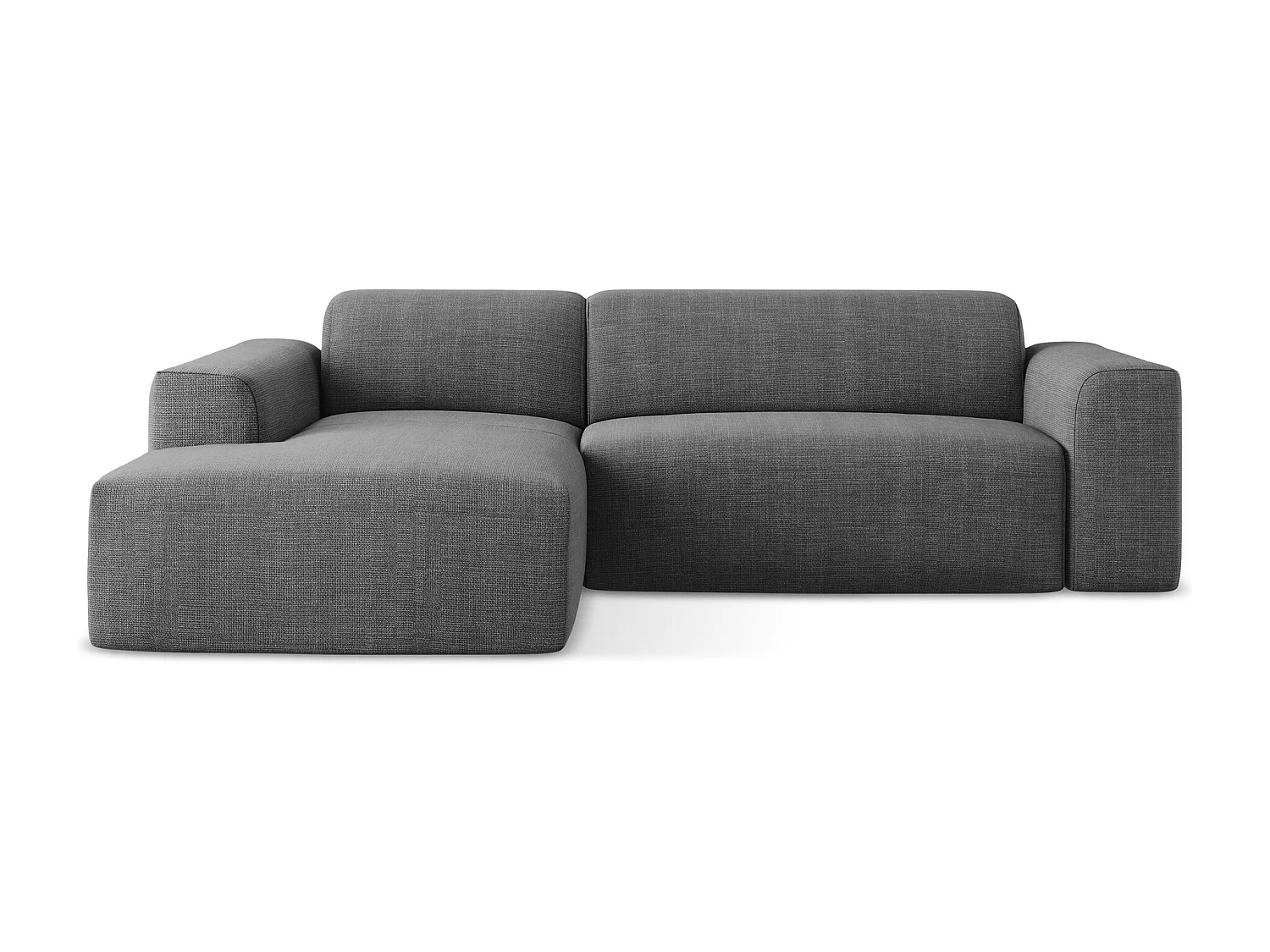 Modulaire hoekbank rechts van donkergrijs textuurstof - KELI