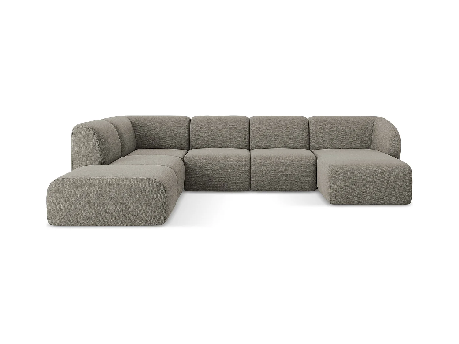 Sofa panoramiczna lewa - z tkaniny bouclé - szary - LANI