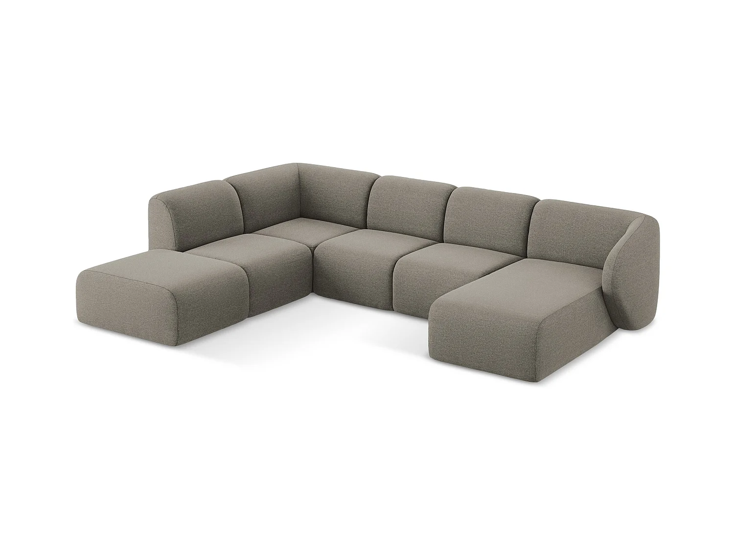 Sofa panoramiczna lewa - z tkaniny bouclé - szary - LANI