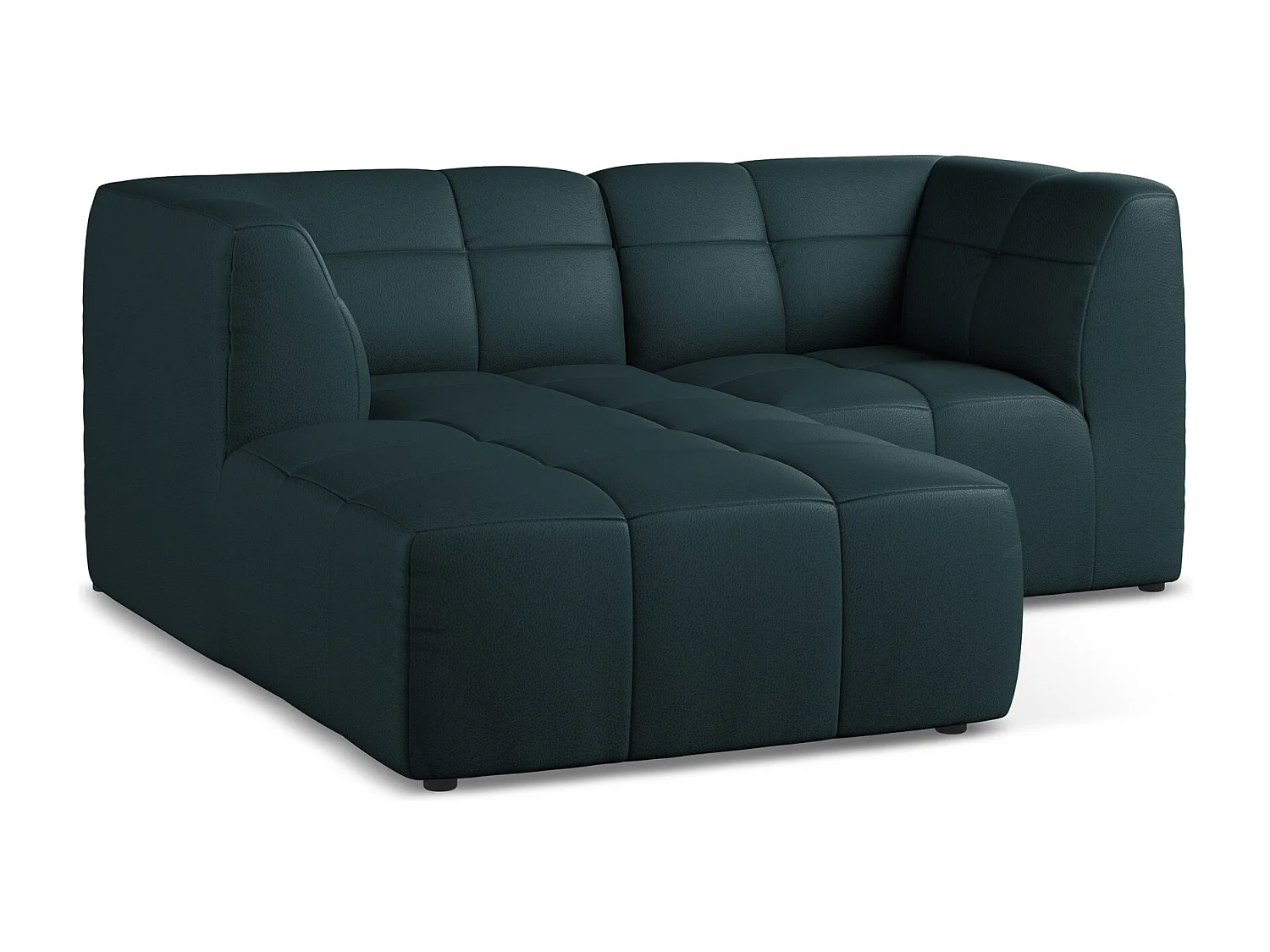 Canapé d'angle 2,5 places modulaire gauche en similicuir - marin - ALOHA