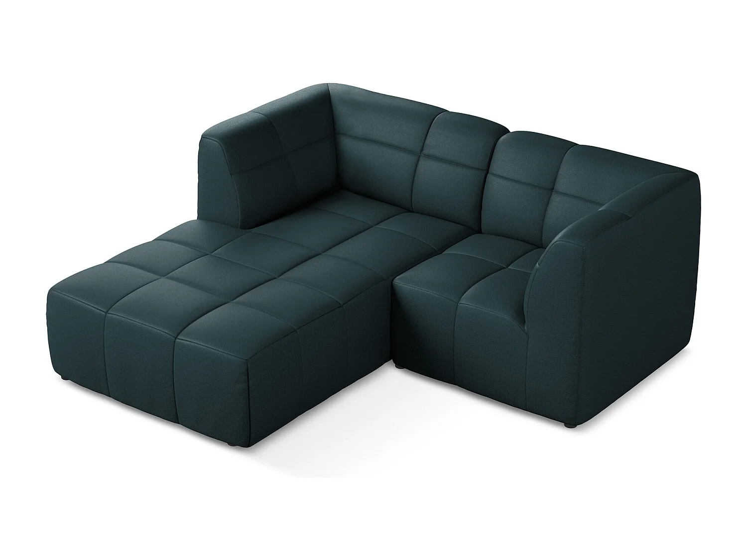 Canapé d'angle 2,5 places modulaire gauche en similicuir - marin - ALOHA