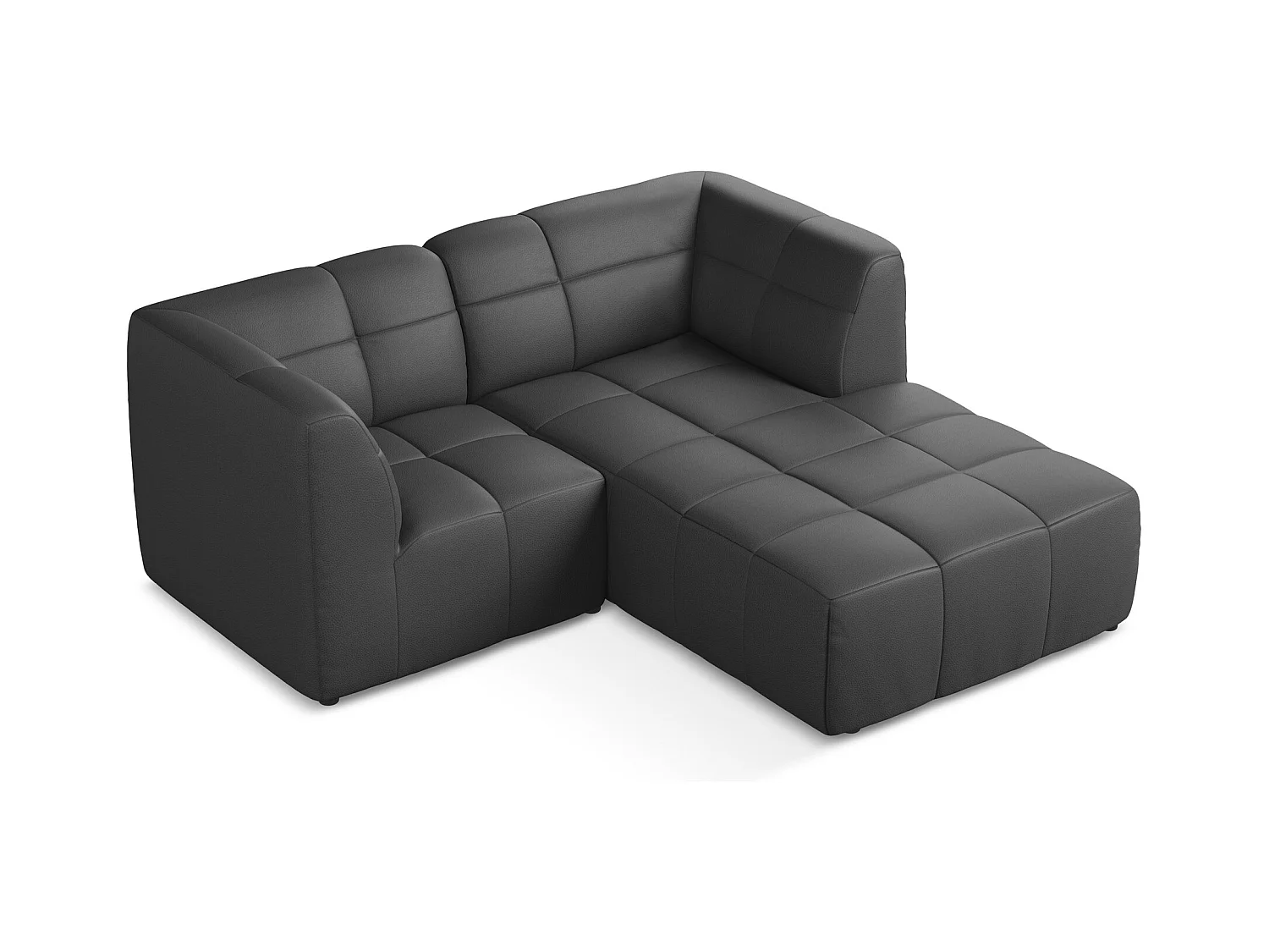 Modulaire hoekbank rechts van grijs kunstleer - ALOHA