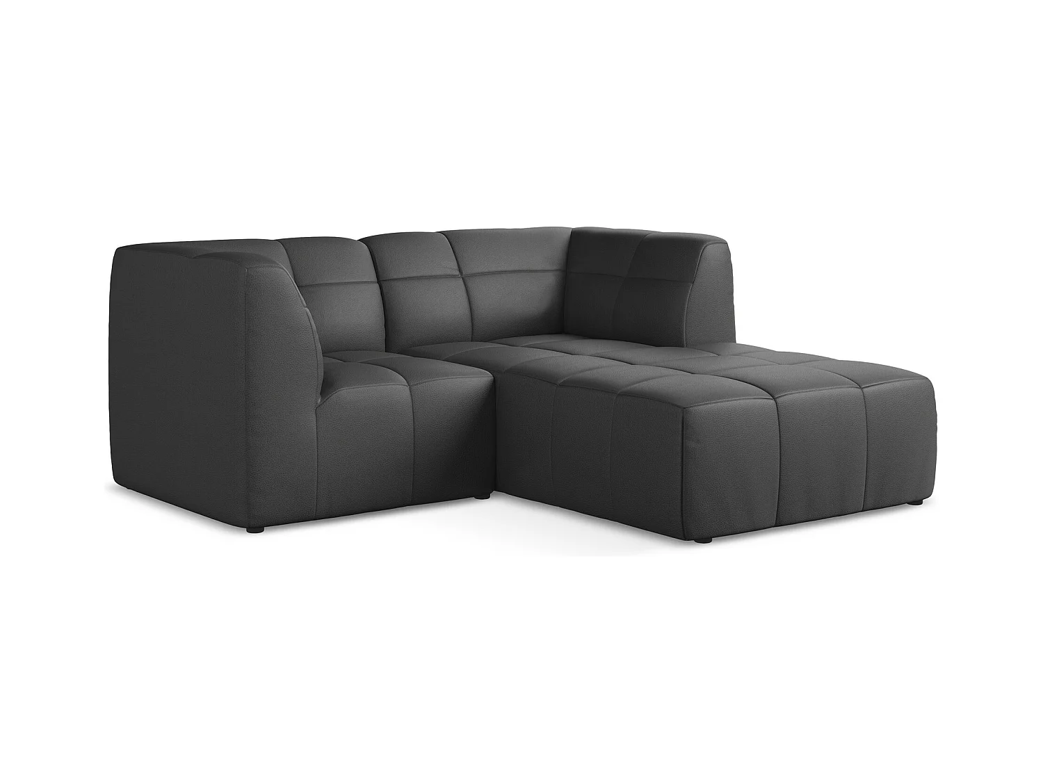 2,5-Sitzer Modulares Ecksofa - Ecke Rechts - Kunstleder - Grau - ALOHA