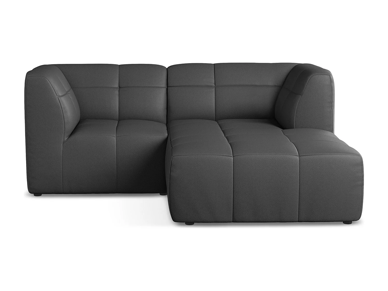 Sofá de canto modular direito 2,5 lugares em couro sintético cinza - ALOHA