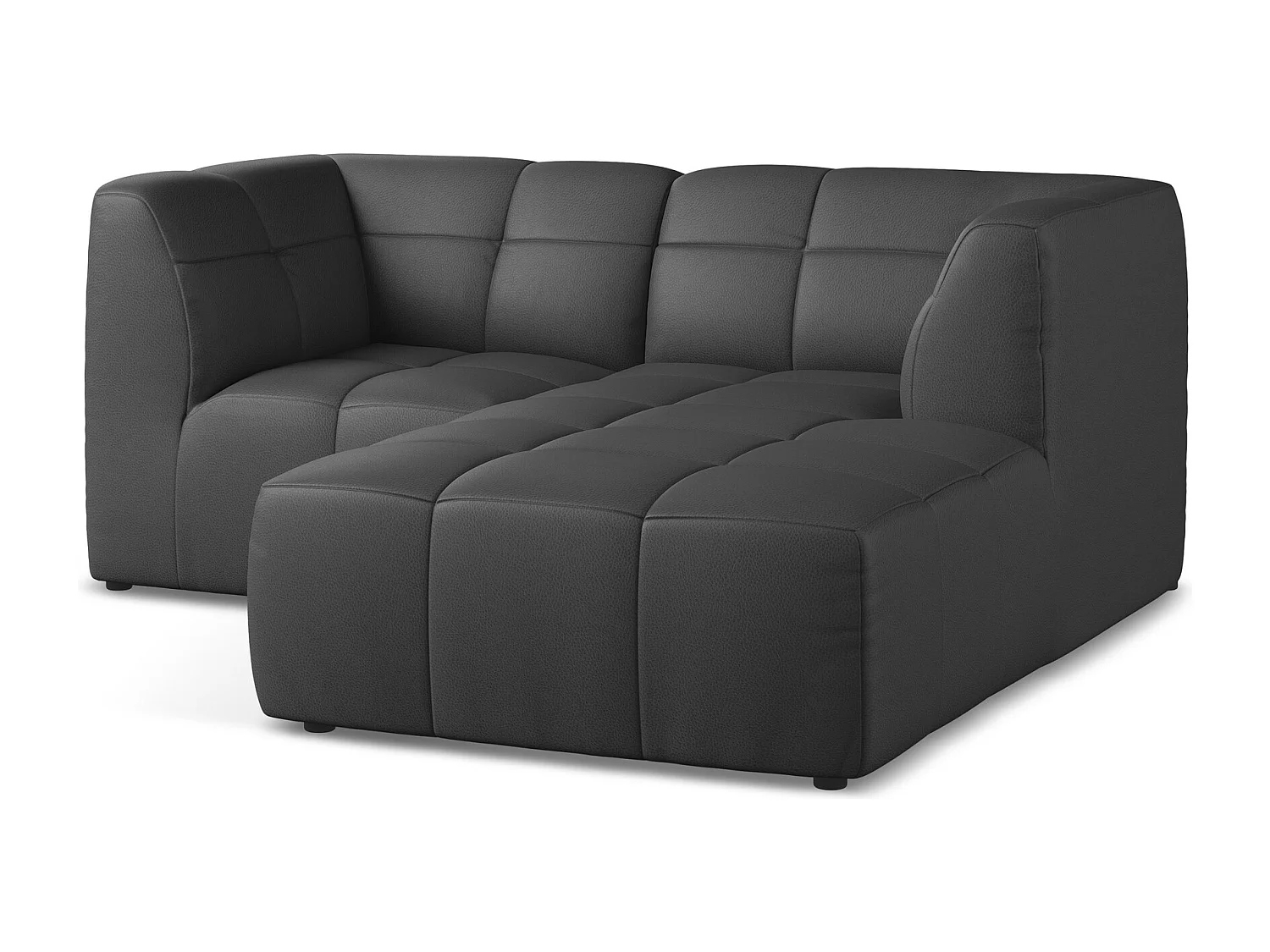 Sofá de canto modular direito 2,5 lugares em couro sintético cinza - ALOHA