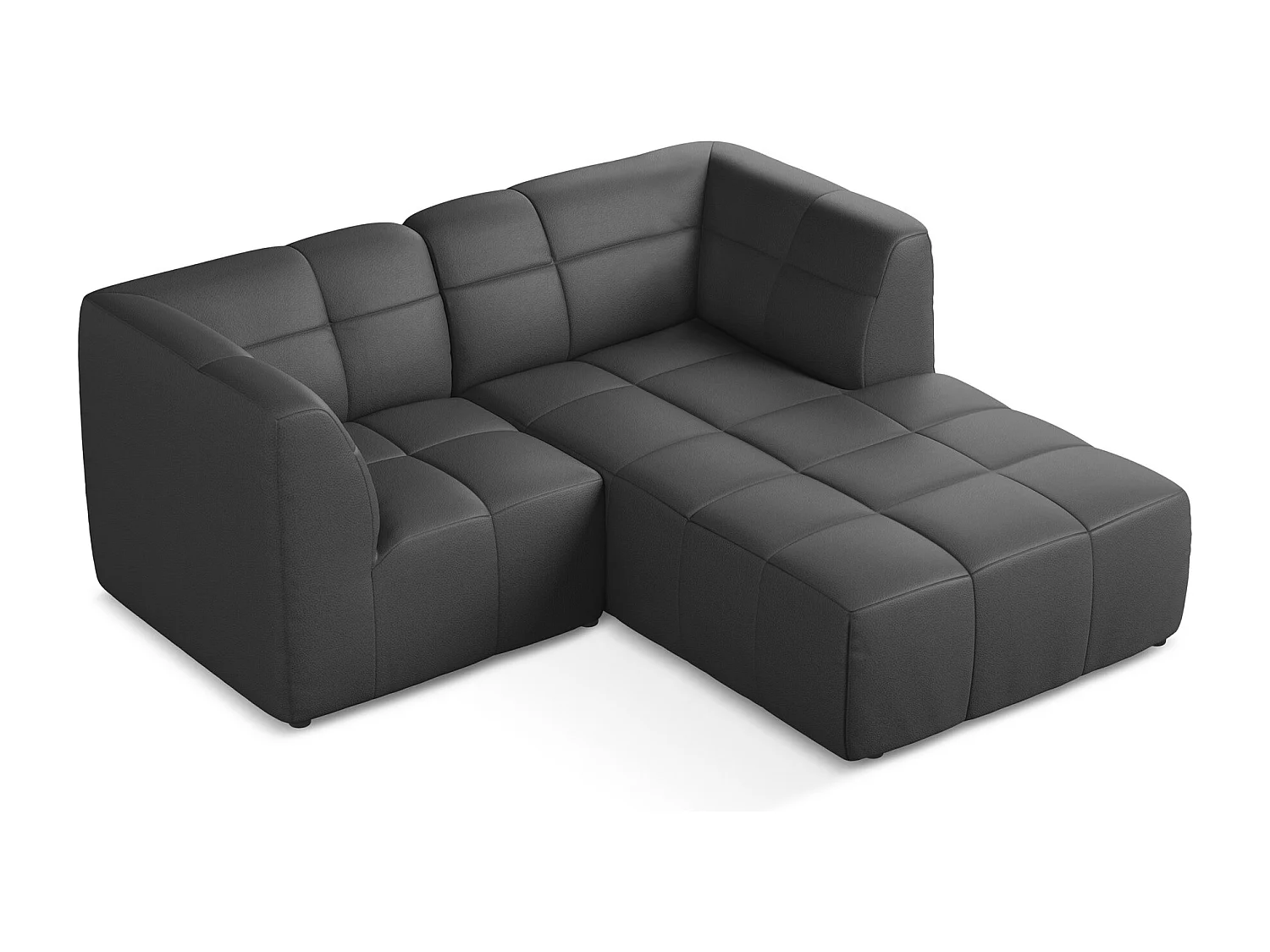 Sofá de canto modular direito 2,5 lugares em couro sintético cinza - ALOHA