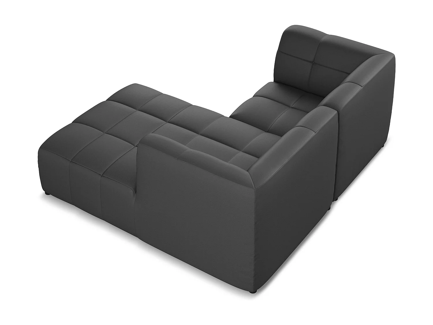 Sofá de canto modular direito 2,5 lugares em couro sintético cinza - ALOHA