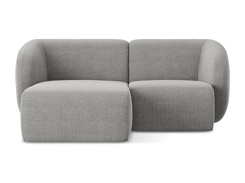 Canapé d'angle 2,5 places modulaire gauche en tissu bouclette - gris clair - LANI