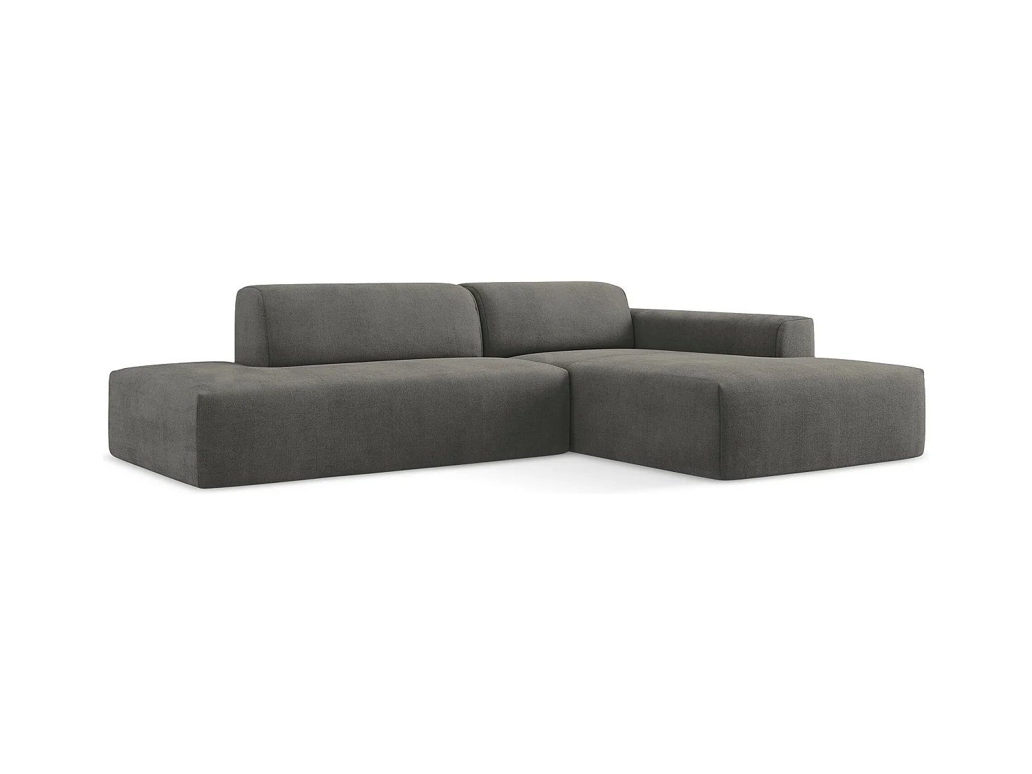Canapé d'angle 3 places modulaire gauche en tissu texturé - gris foncé - KELI
