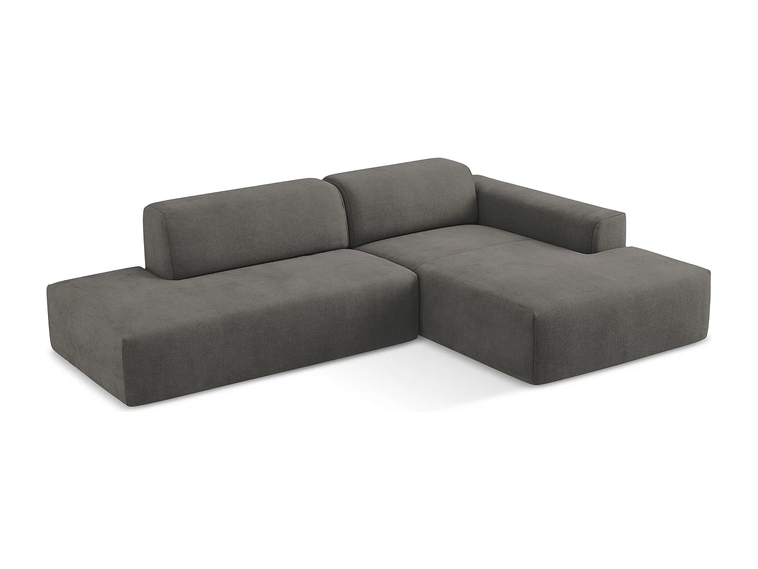 Modulaire hoekbank links van donkergrijs textuurstof - KELI