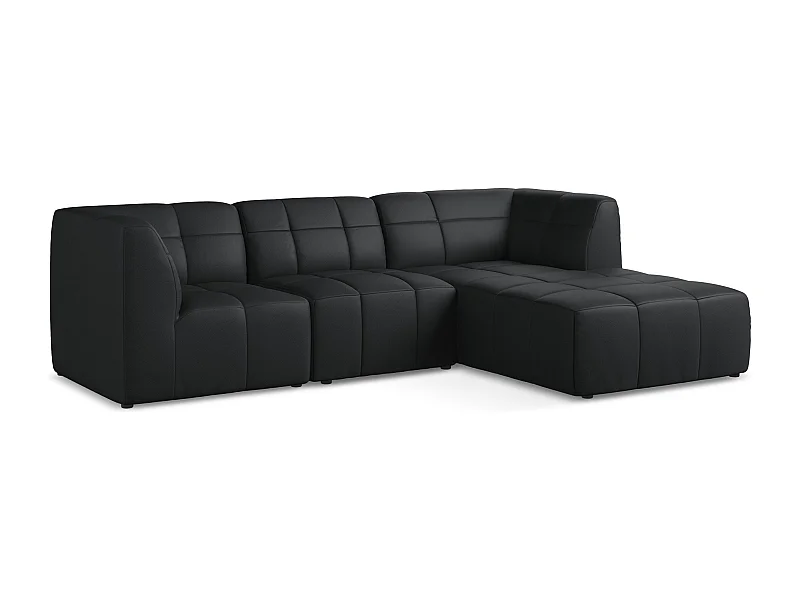 3-Sitzer Modulares Ecksofa - Ecke Rechts - Kunstleder - Schwarz - ALOHA