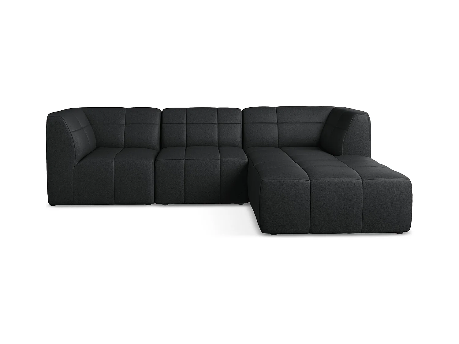 3-Sitzer Modulares Ecksofa - Ecke Rechts - Kunstleder - Schwarz - ALOHA