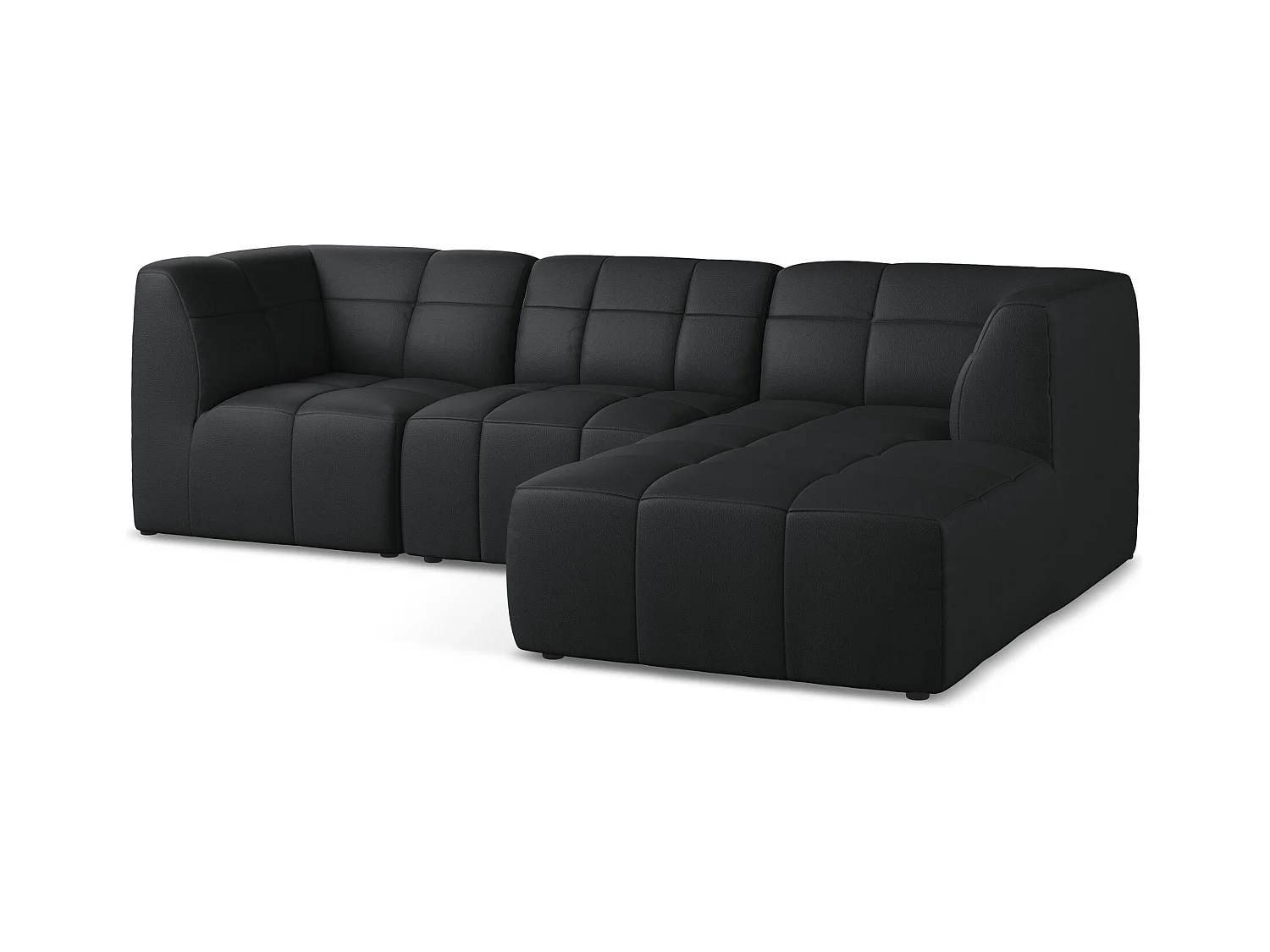 3-Sitzer Modulares Ecksofa - Ecke Rechts - Kunstleder - Schwarz - ALOHA