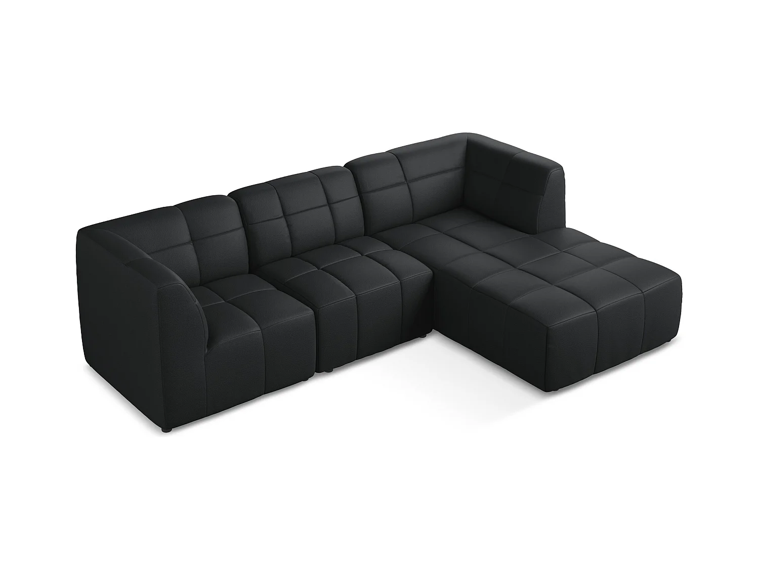 3-Sitzer Modulares Ecksofa - Ecke Rechts - Kunstleder - Schwarz - ALOHA