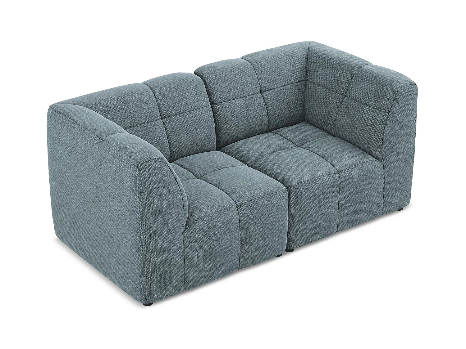 Sofá modular 2 plazas de tela bouclé vaqueros - ALOHA