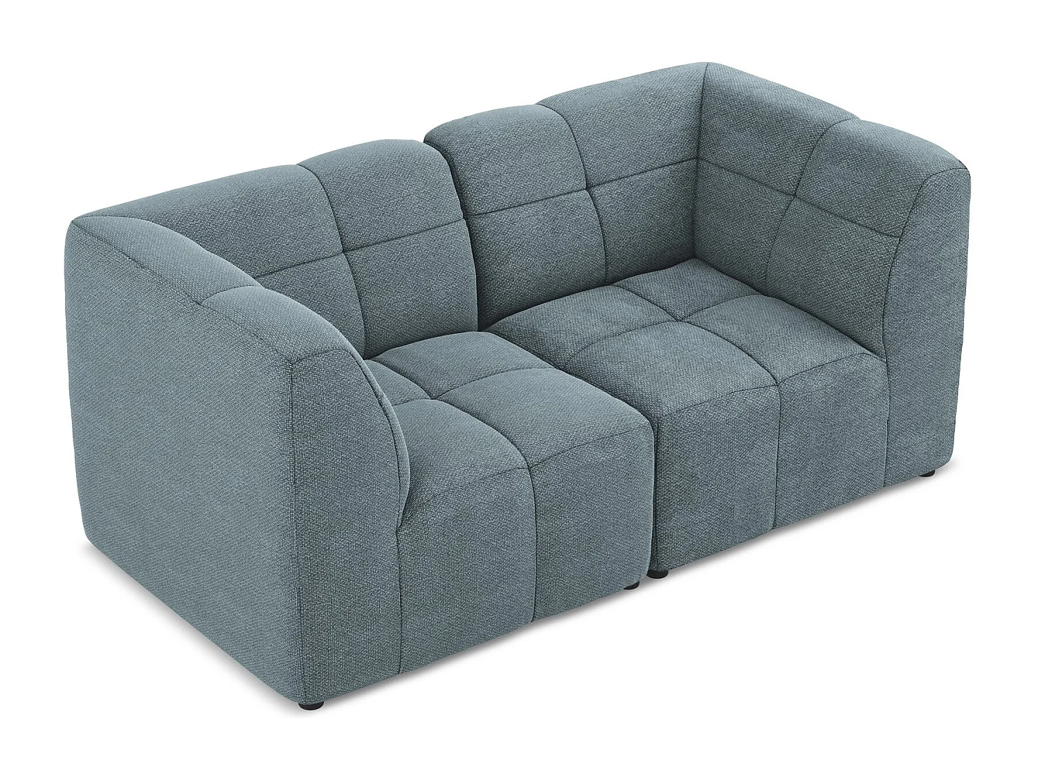 Canapé modulable 2 places en tissu bouclette - jeans - ALOHA