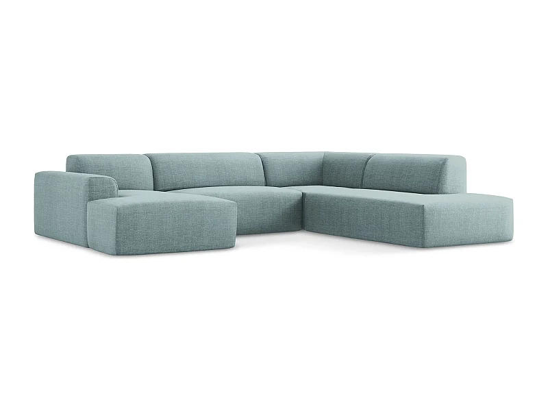 Sofa panoramiczna prawa - z tkaniny strukturalnej - jeans - KELI