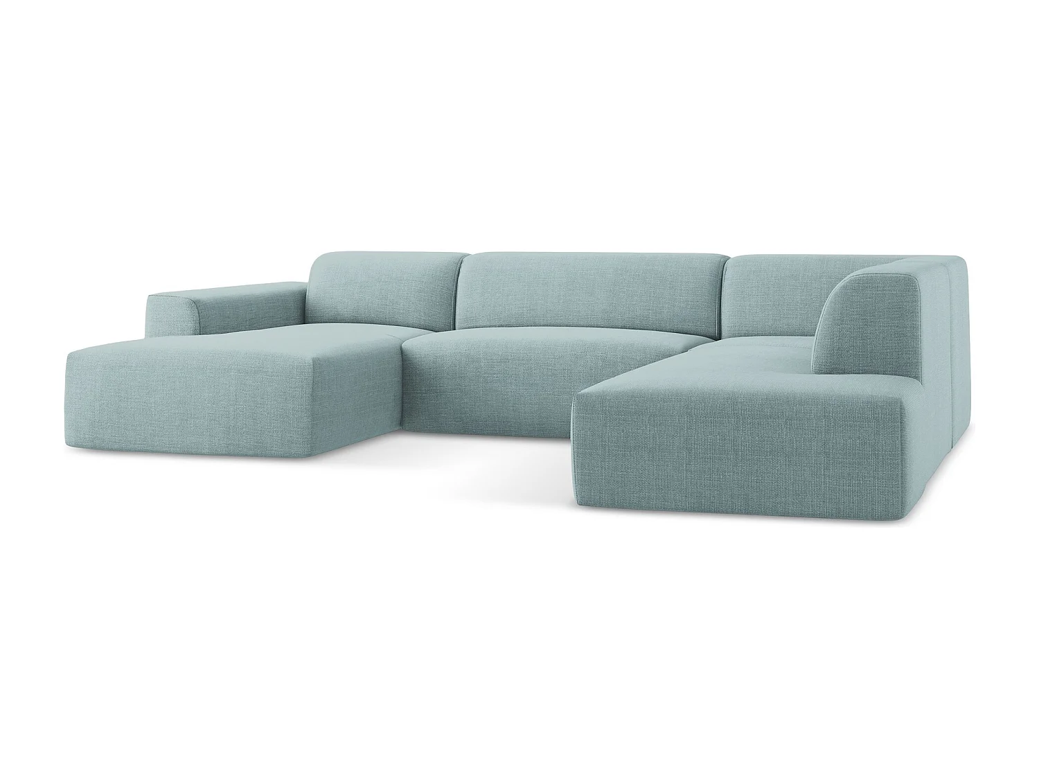 Panoramische hoekbank rechts van jeans textuurstof - KELI