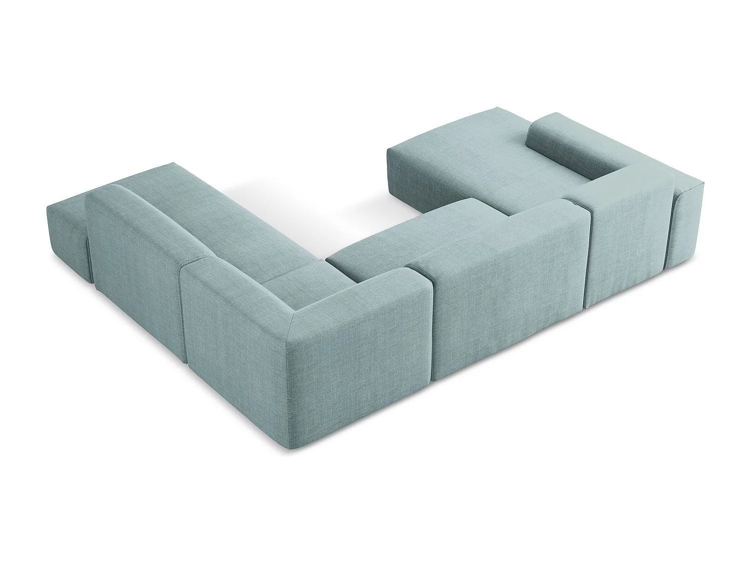 Panoramische hoekbank rechts van jeans textuurstof - KELI