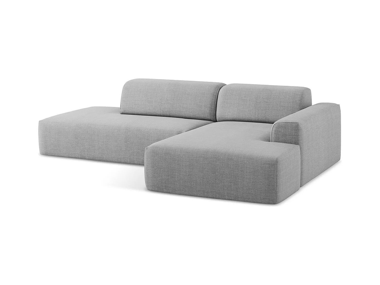 Canapé d'angle 3 places modulaire gauche en tissu texturé - gris clair - KELI