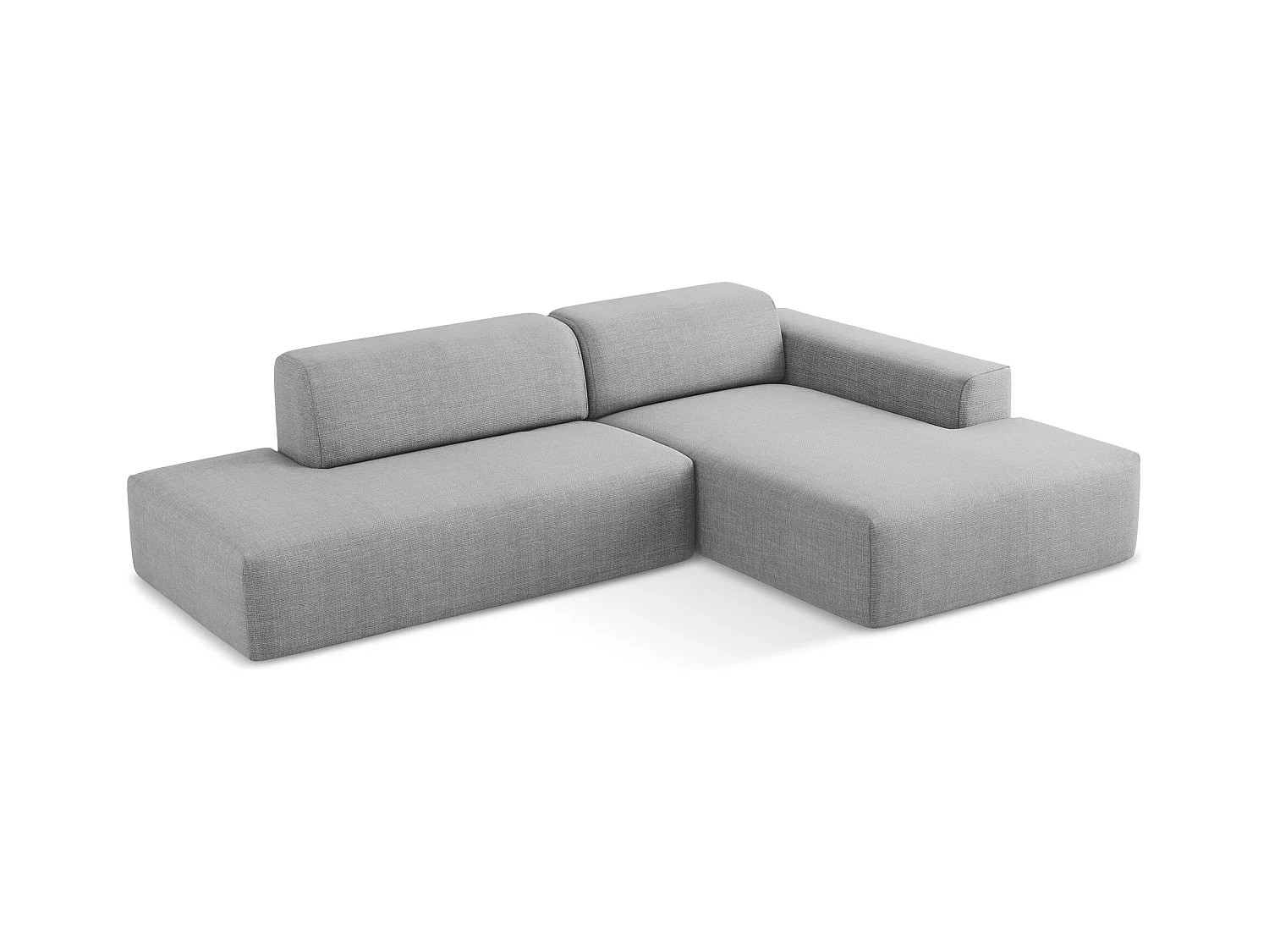 Canapé d'angle 3 places modulaire gauche en tissu texturé - gris clair - KELI