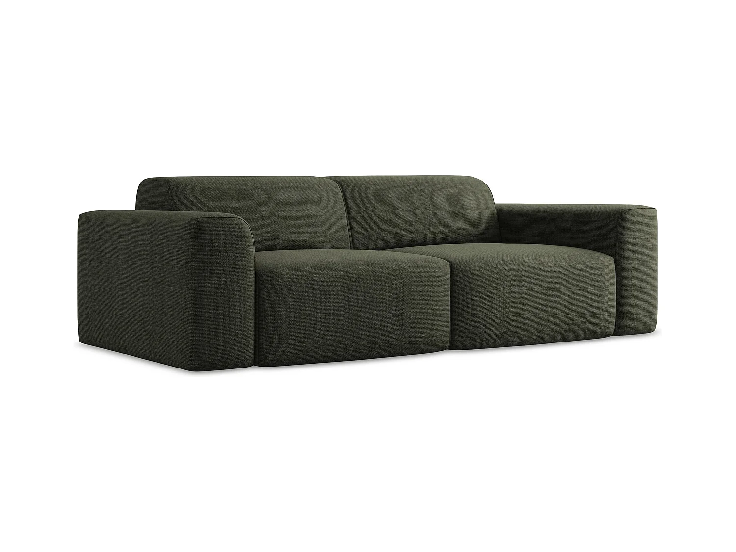 Canapé modulable 2 places en tissu texturé - olive - KELI