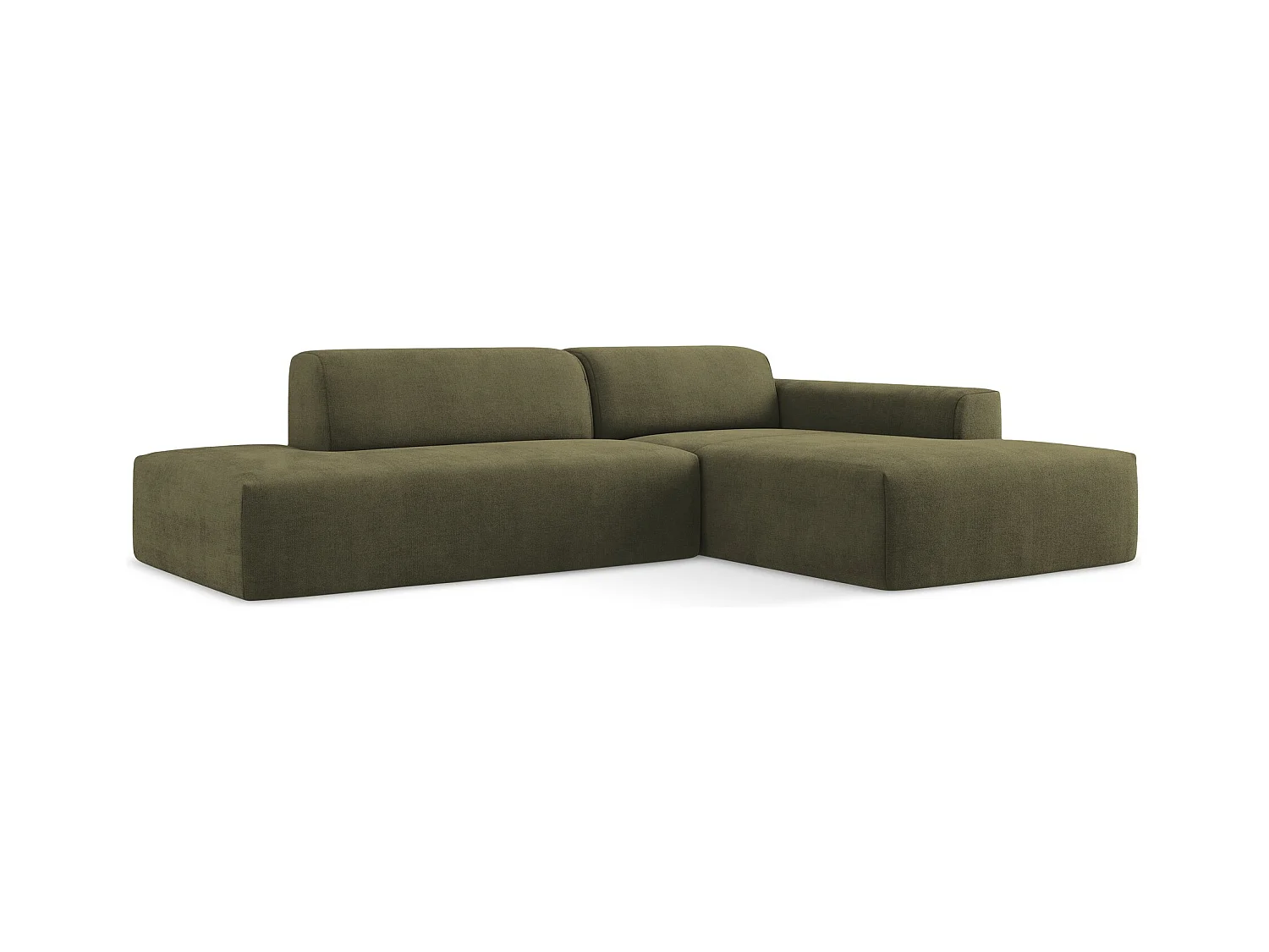 Canapé d'angle 3 places modulaire gauche en tissu texturé - olive - KELI