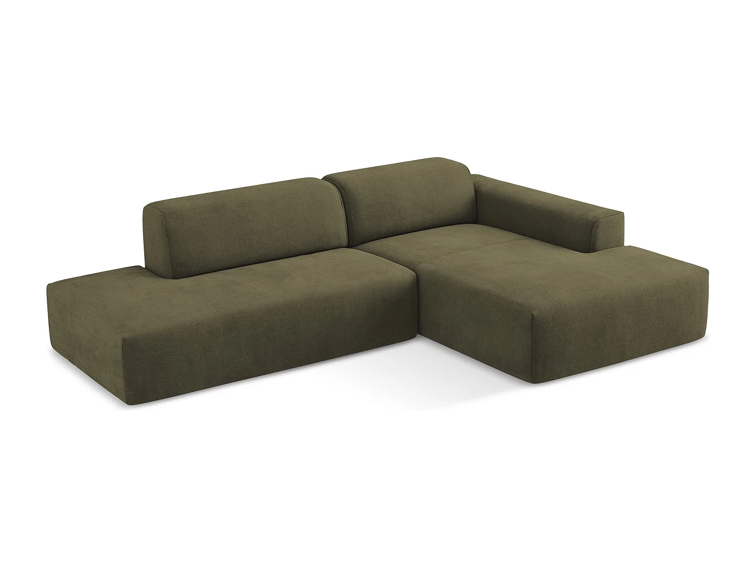 Canapé d'angle 3 places modulaire gauche en tissu texturé - olive - KELI