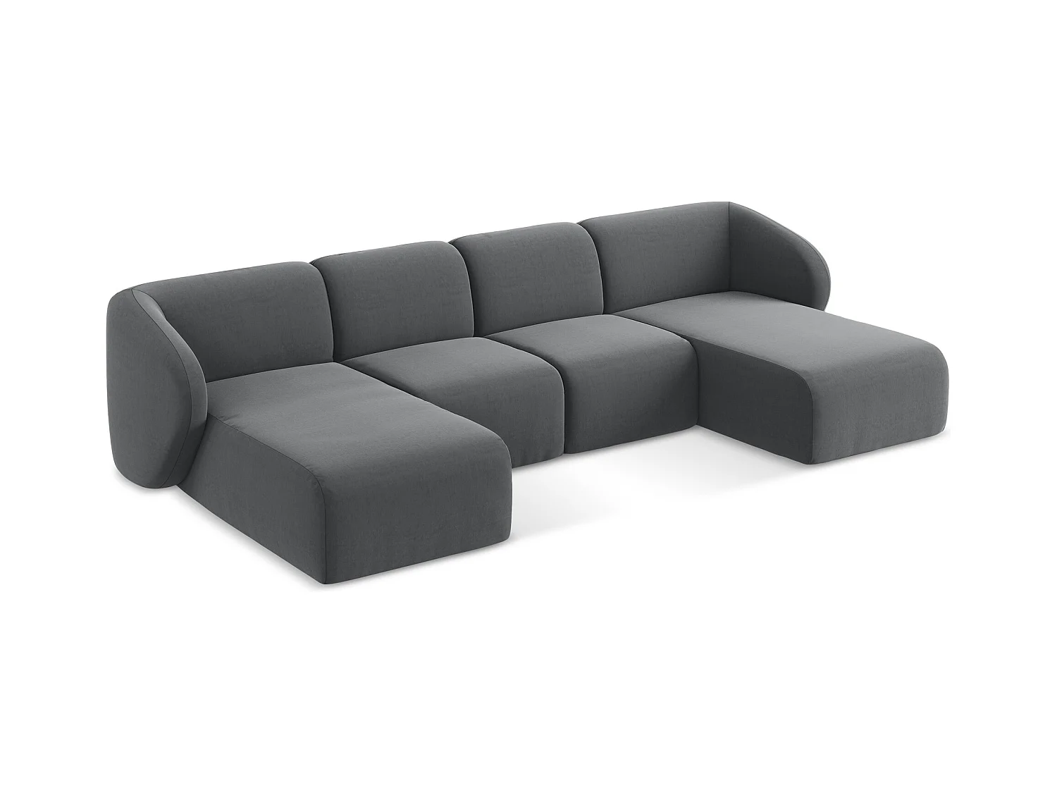 Canapé panoramique 4 places en velours - acier - LANI