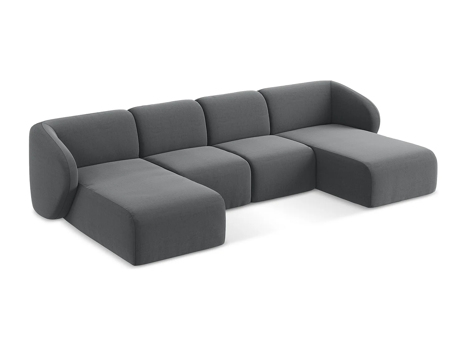 Canapé panoramique 4 places en velours - acier - LANI