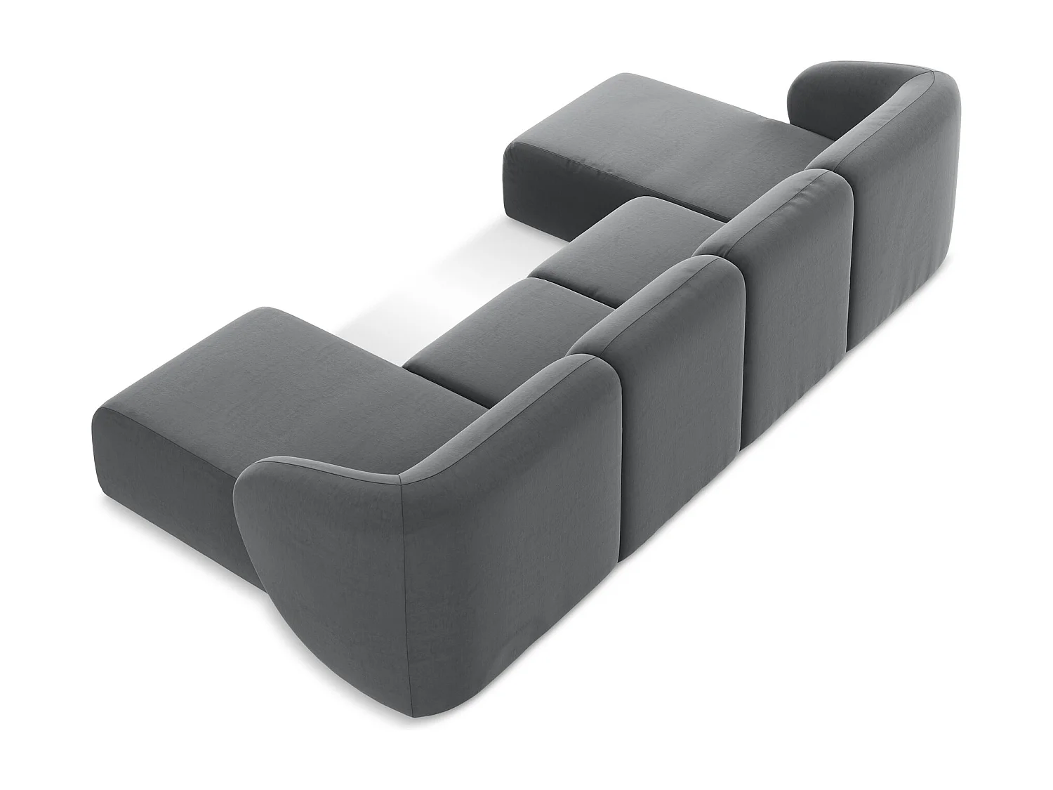 Canapé panoramique 4 places en velours - acier - LANI