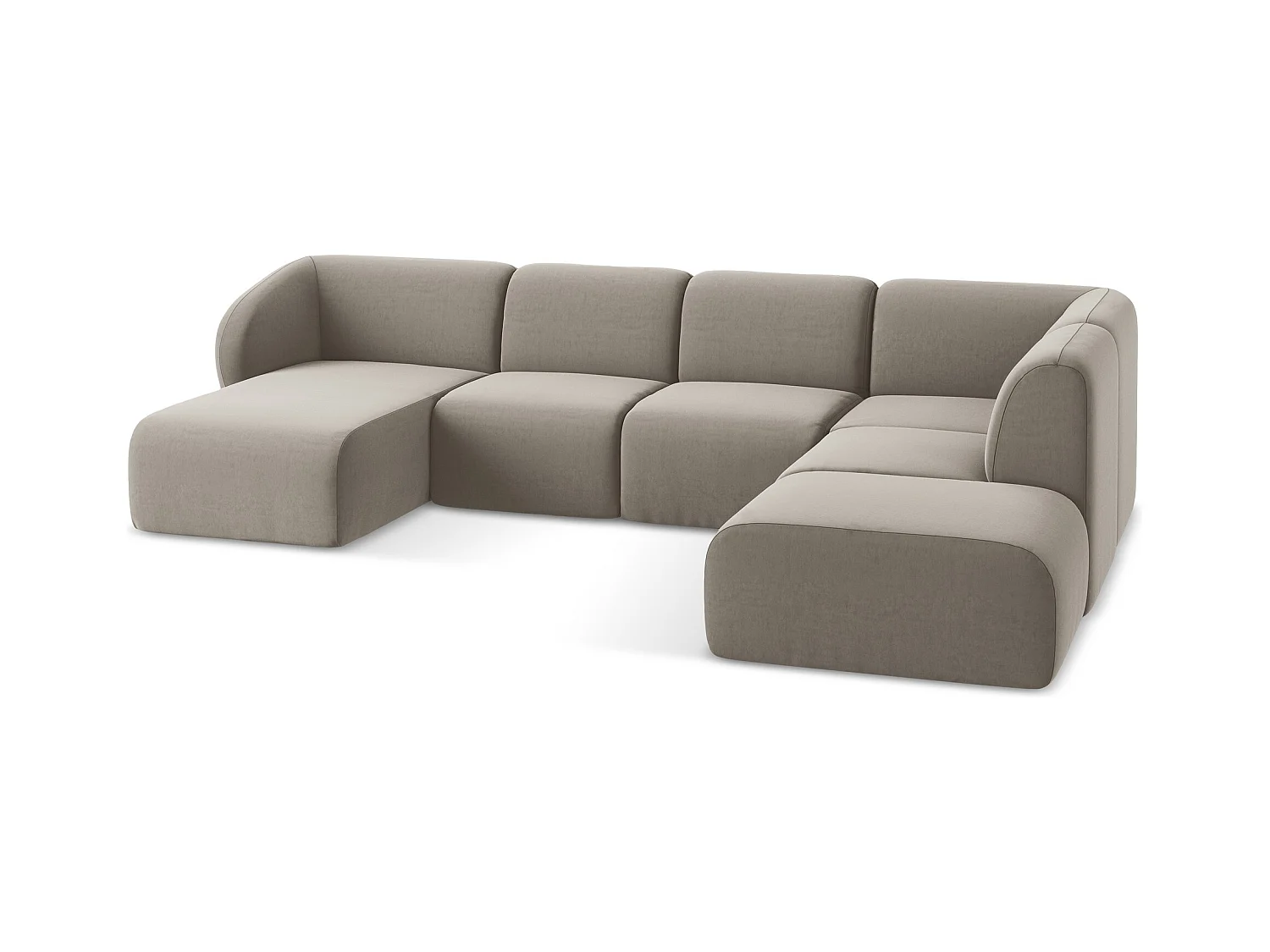 Große Wohnlandschaft Rechts - - Samt - Taupe - LANI