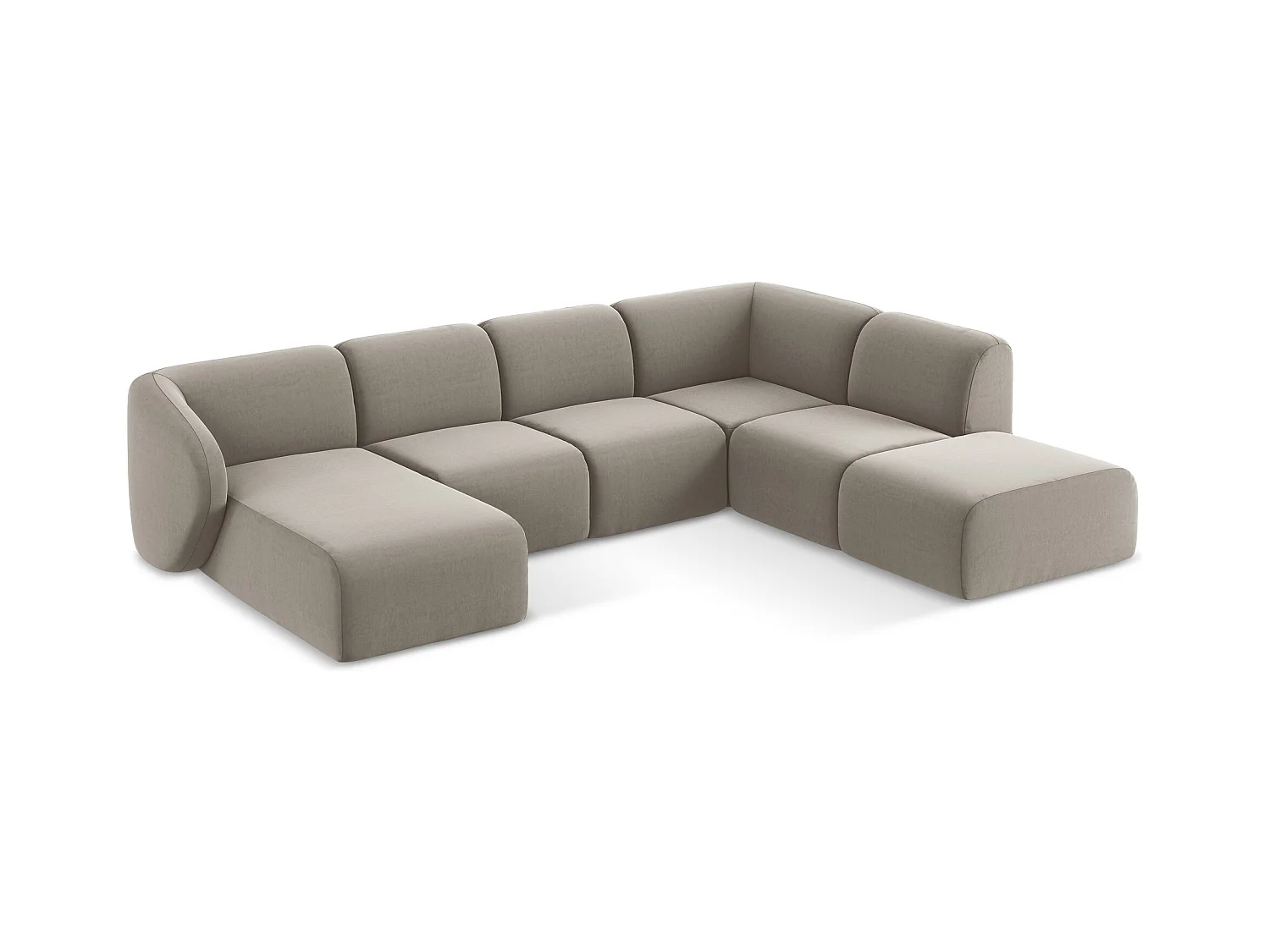 Große Wohnlandschaft Rechts - - Samt - Taupe - LANI