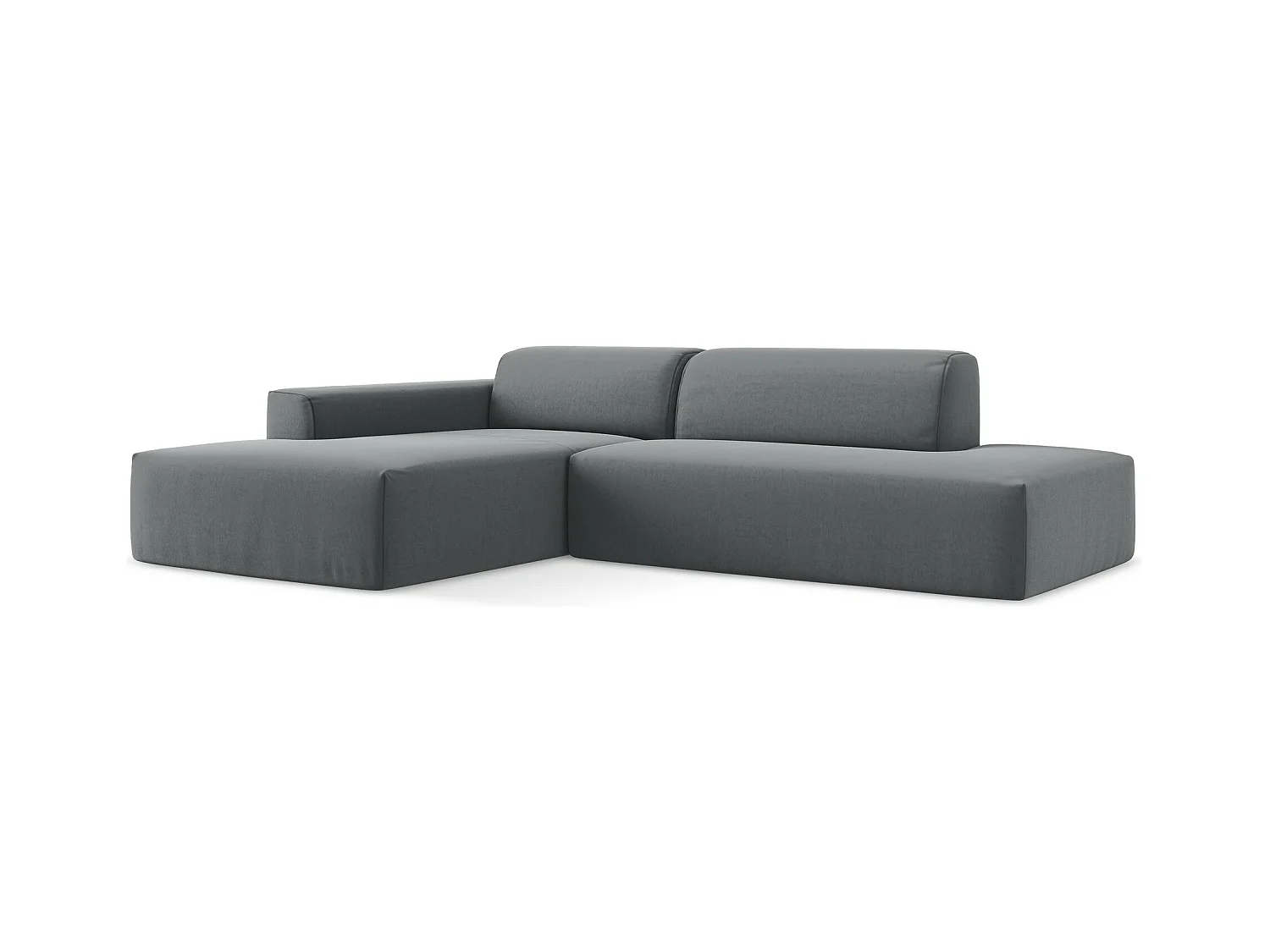 Canapé d'angle 3 places modulaire droit en velours - acier - KELI