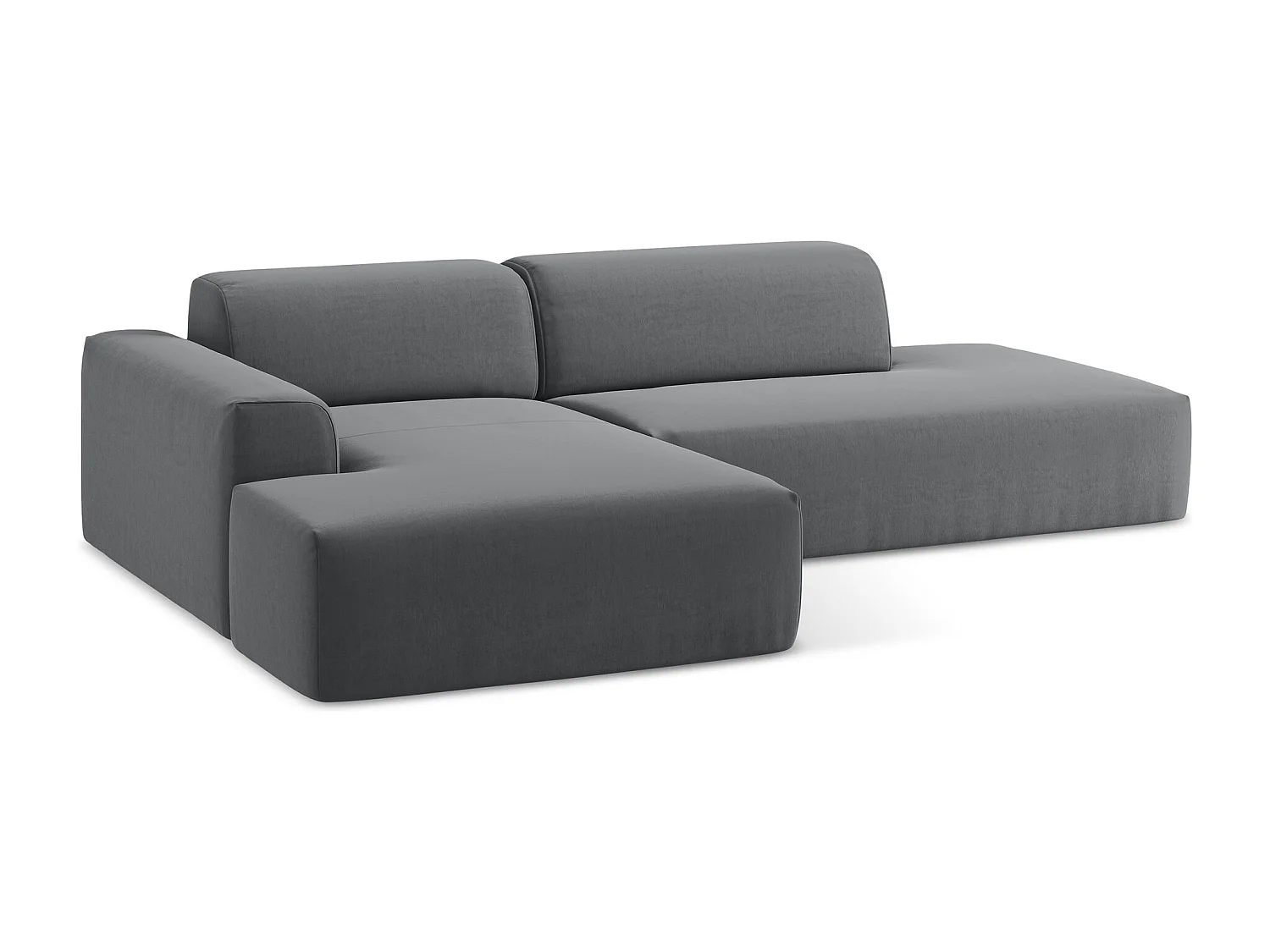 Canapé d'angle 3 places modulaire droit en velours - acier - KELI