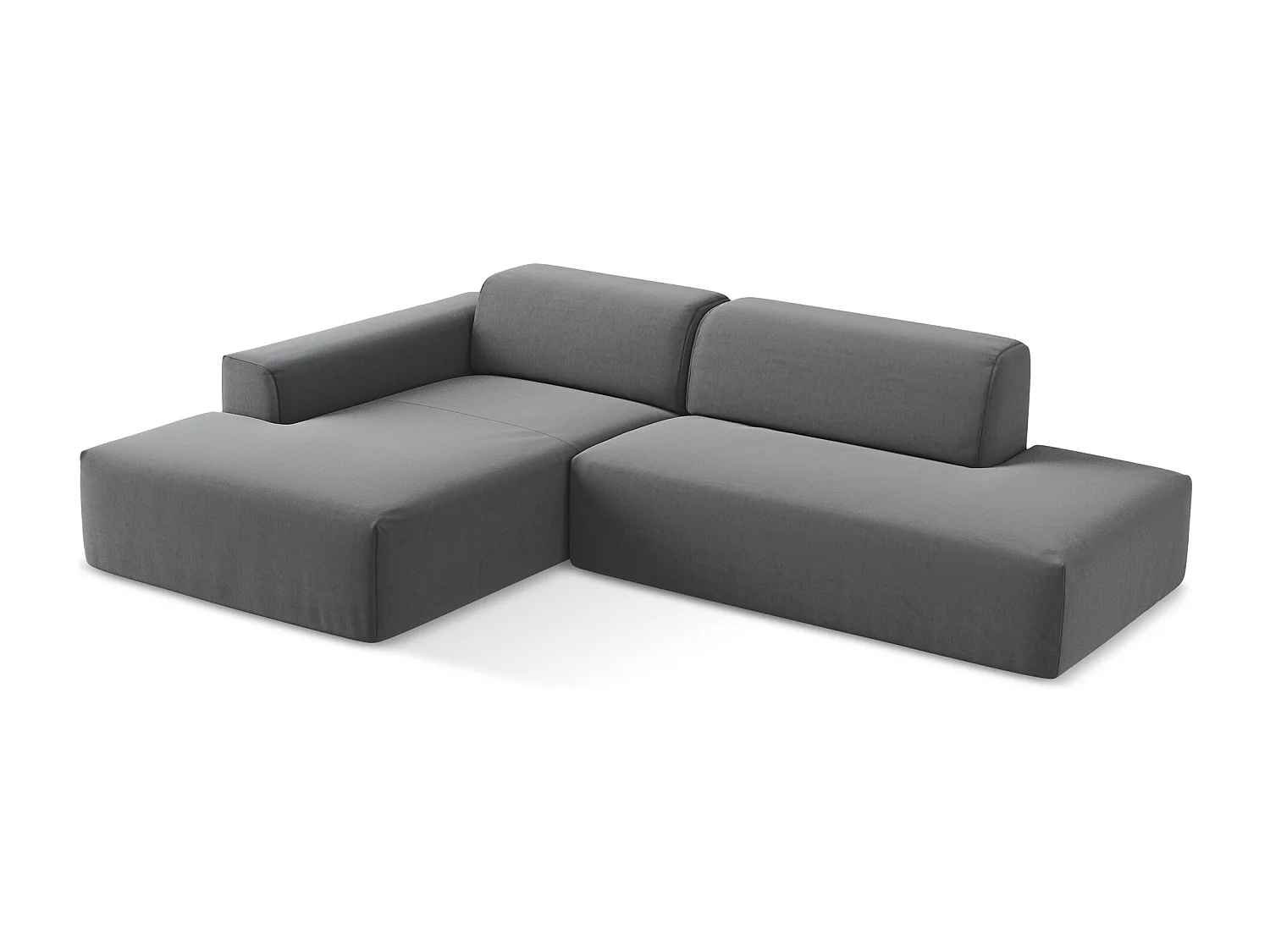 Canapé d'angle 3 places modulaire droit en velours - acier - KELI