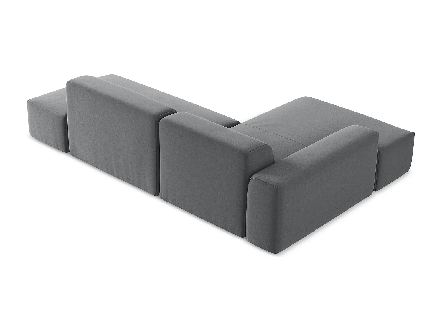 Canapé d'angle 3 places modulaire droit en velours - acier - KELI