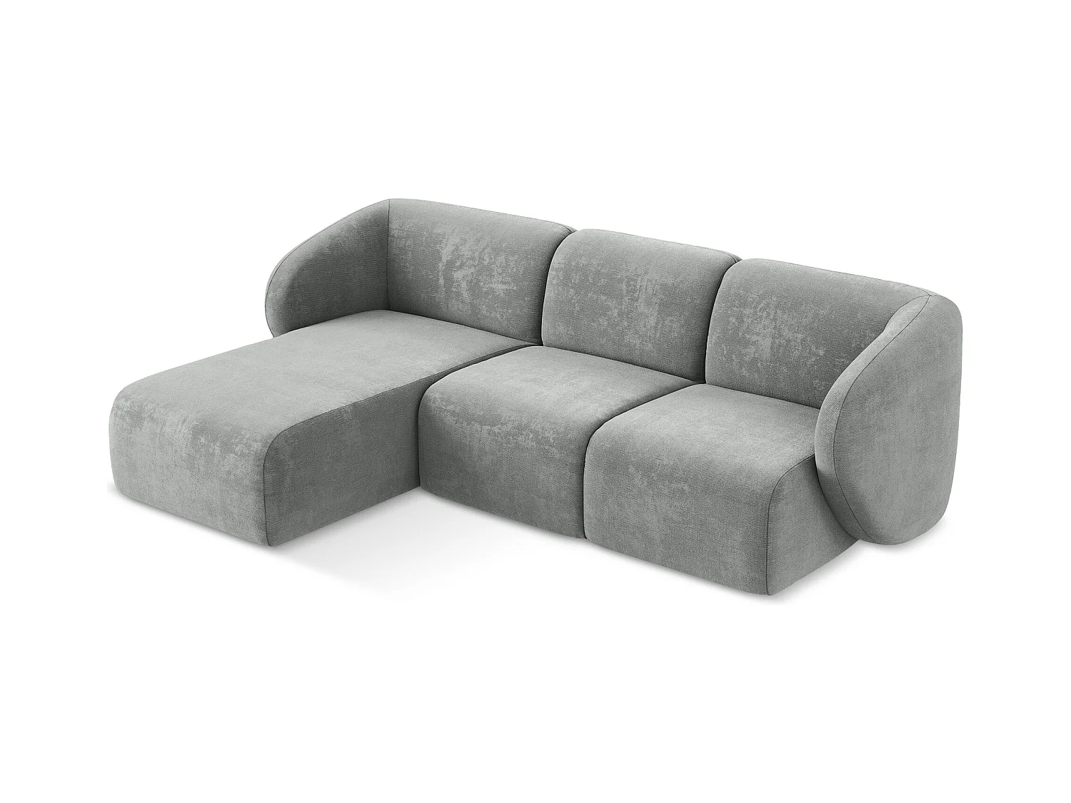 Modulaire hoekbank links van grijs chenille stof - LANI