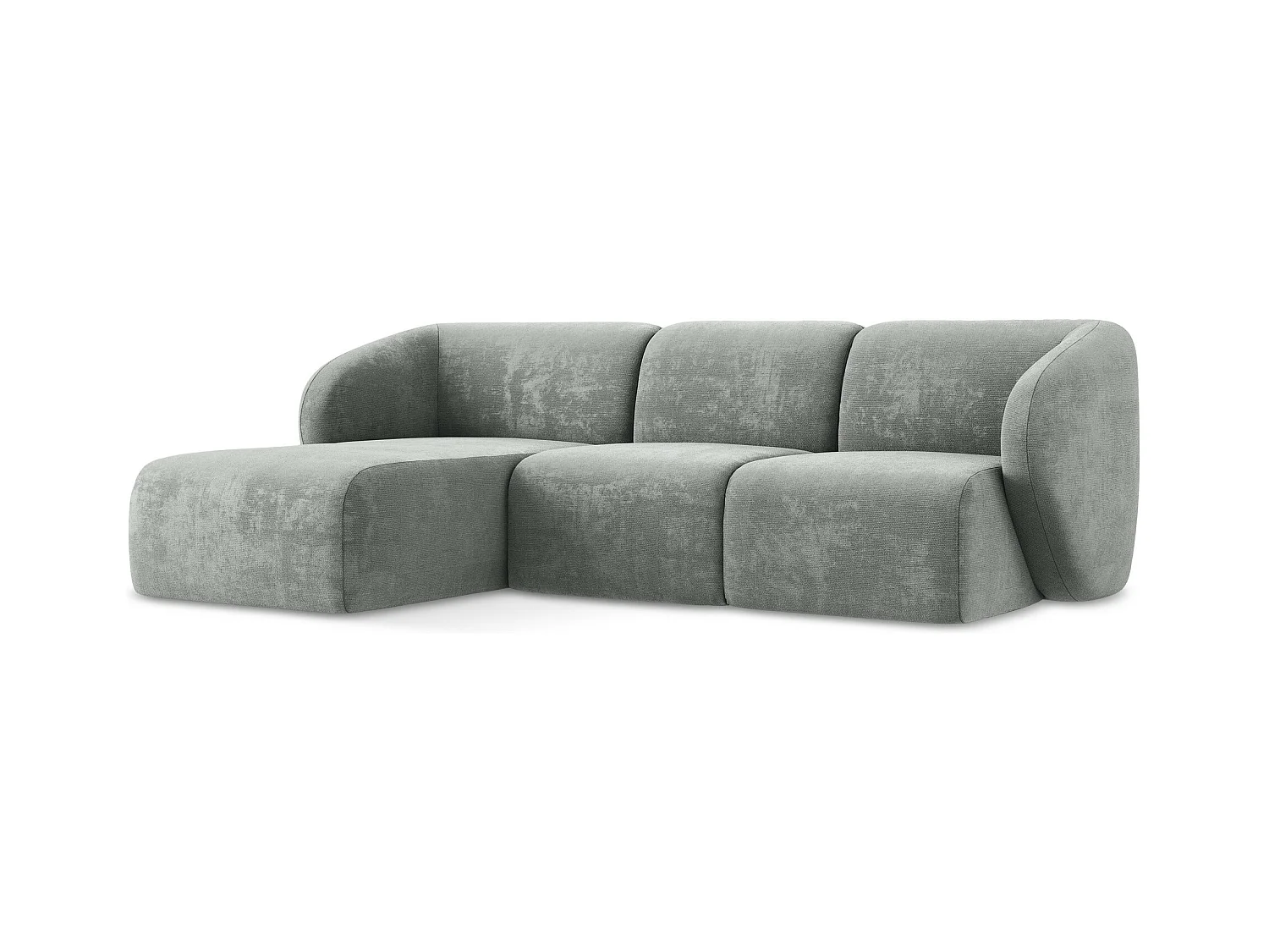 Canapé d'angle 3 places modulaire gauche en tissu chenille - gris - LANI
