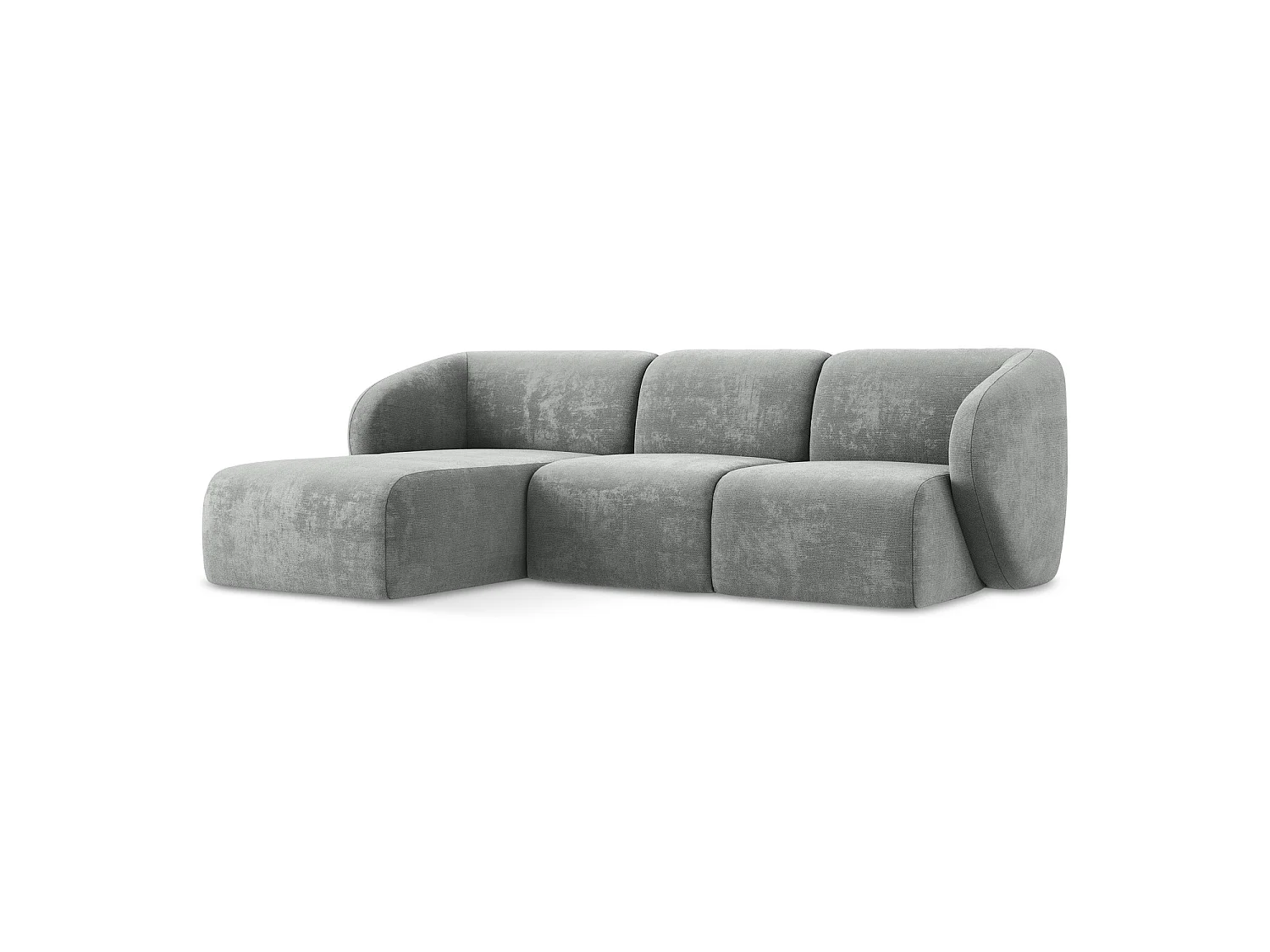 Canapé d'angle 3 places modulaire gauche en tissu chenille - gris - CERVO