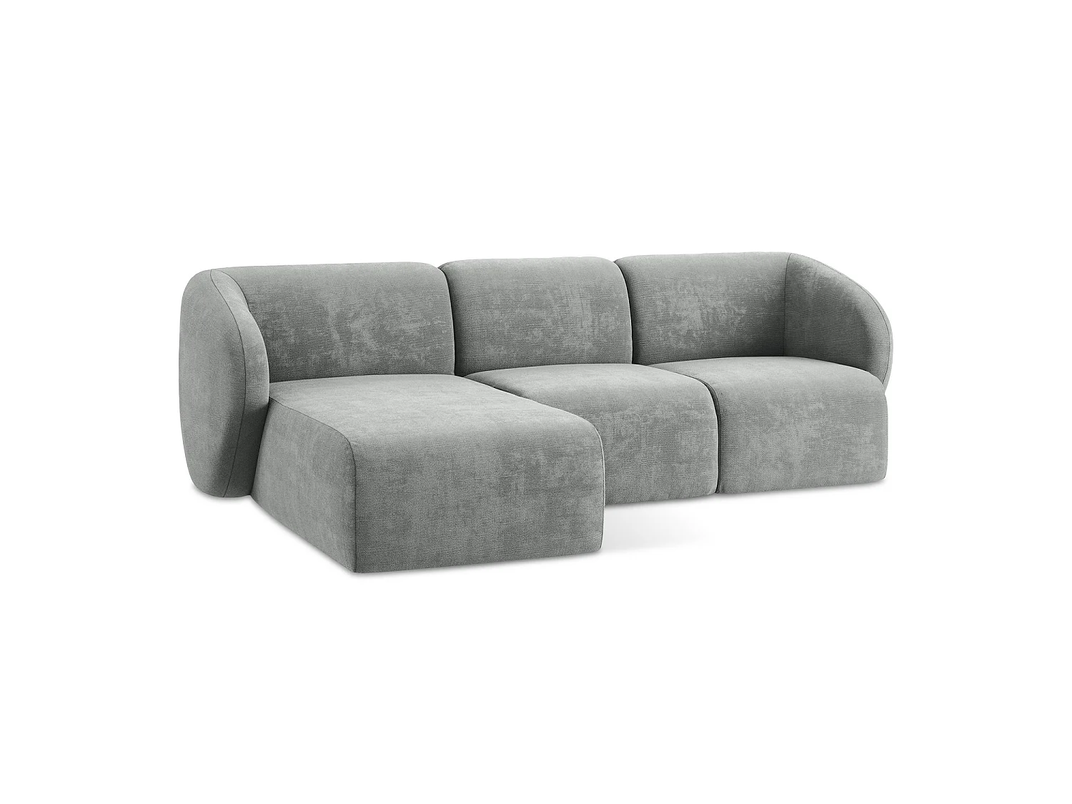 Canapé d'angle 3 places modulaire gauche en tissu chenille - gris - CERVO