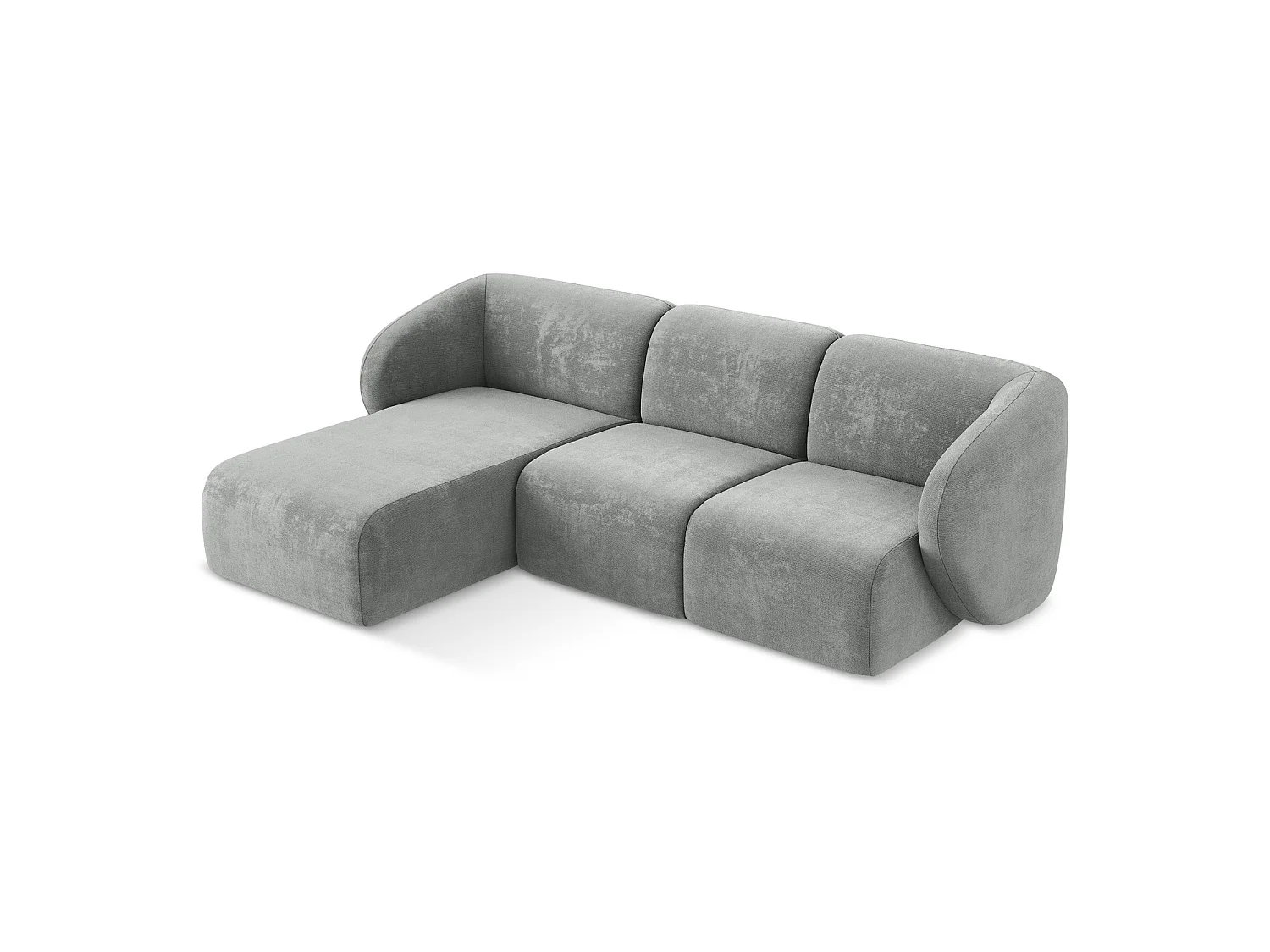 Canapé d'angle 3 places modulaire gauche en tissu chenille - gris - CERVO