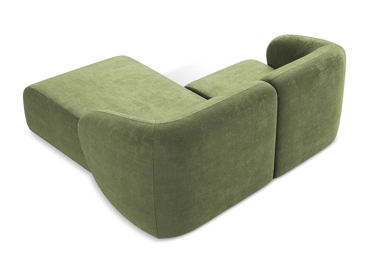 Modulaire hoekbank rechts van groente chenille stof - LANI