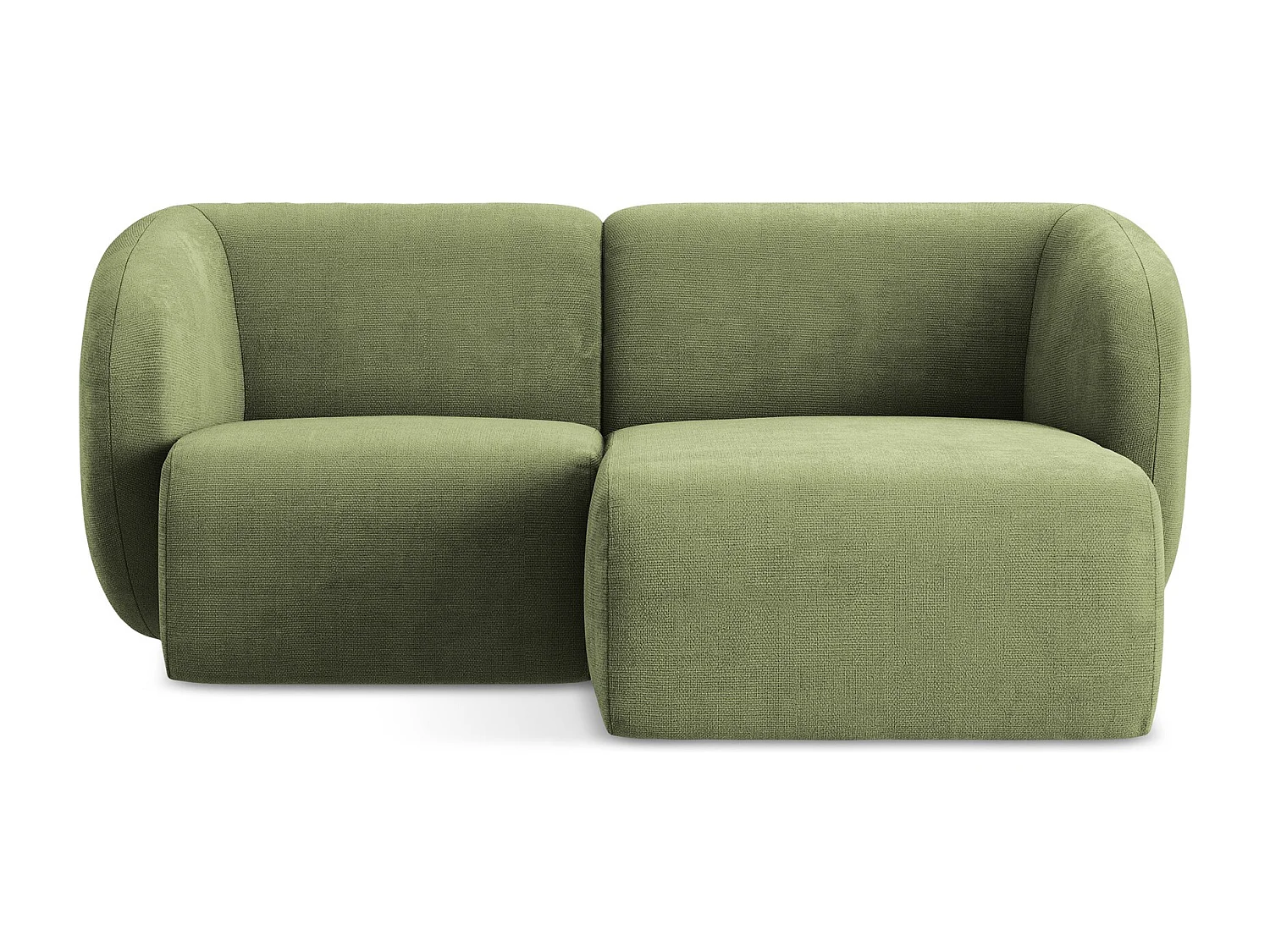 Canapé d'angle 2,5 places modulaire droit en tissu chenille - vert - LANI